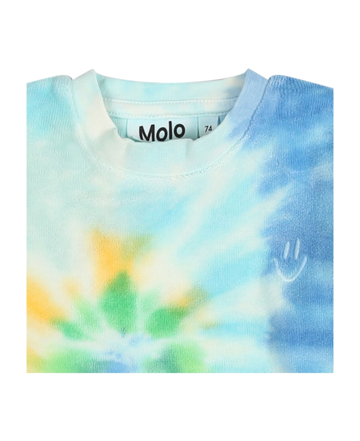 Molo Light Blue Sweatshirt For Babykids With Smiley - Multicolor