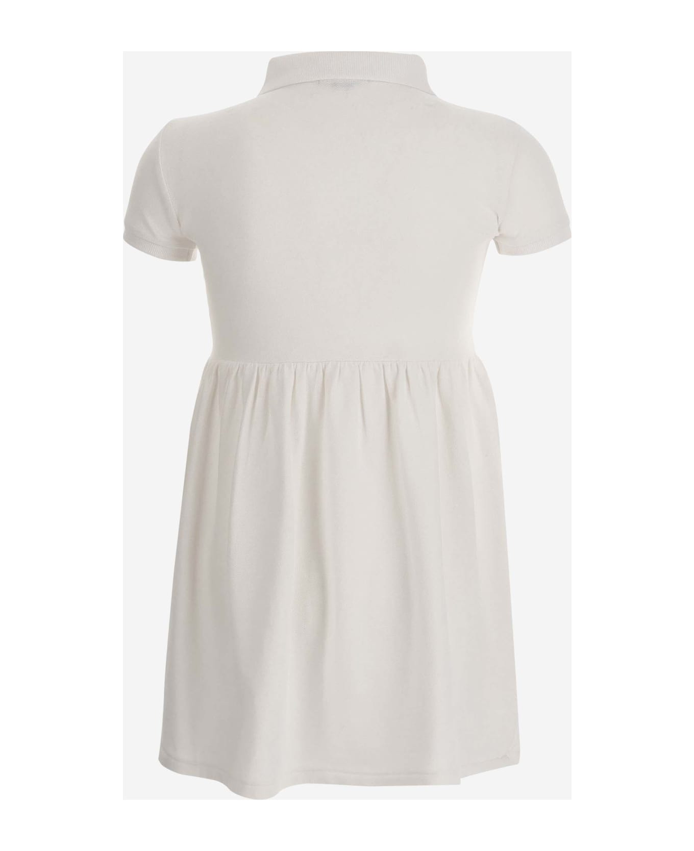 Polo Ralph Lauren Stretch Cotton Dress With Logo - White