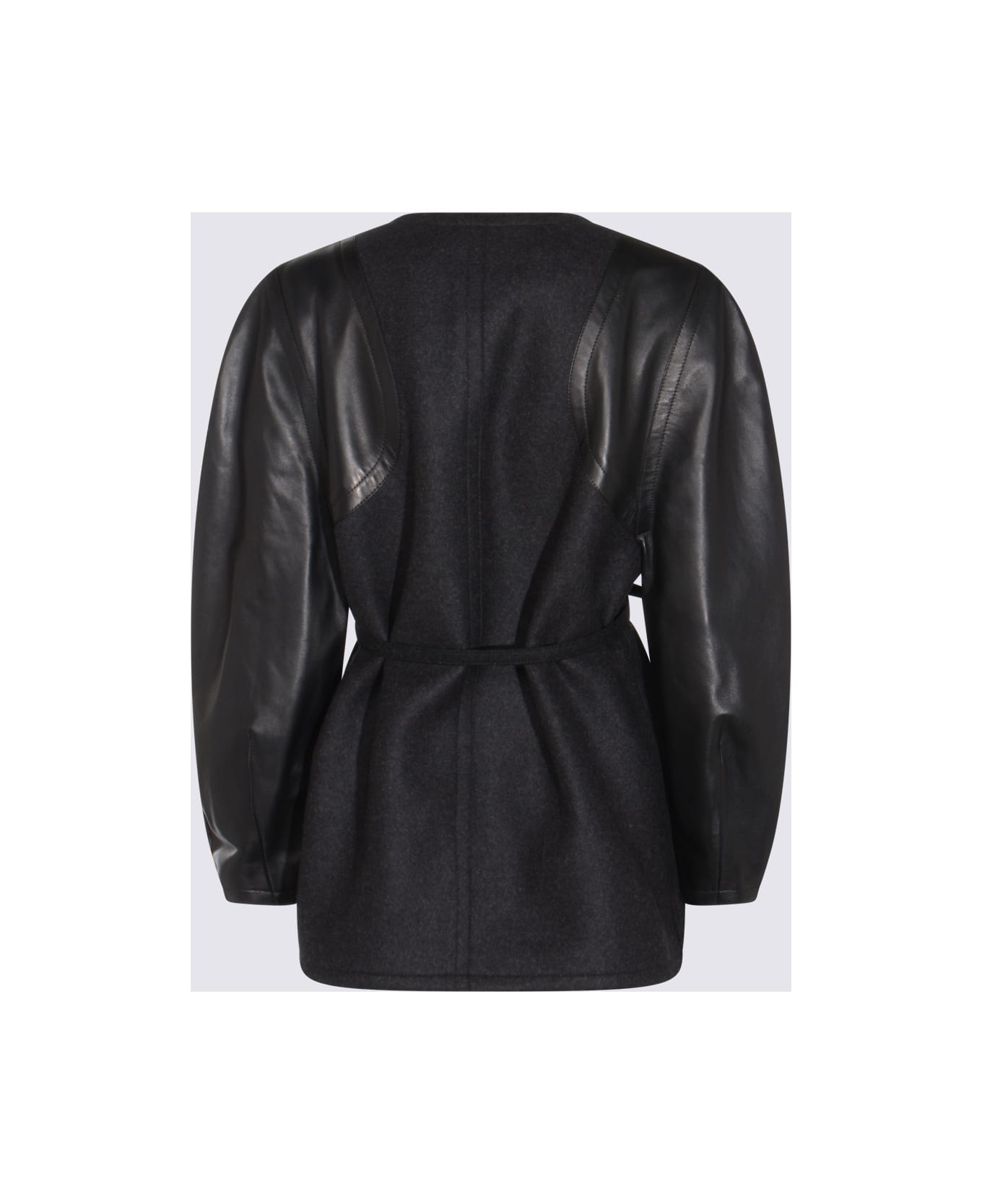 Fendi Black Leather Jacket - Black/grey