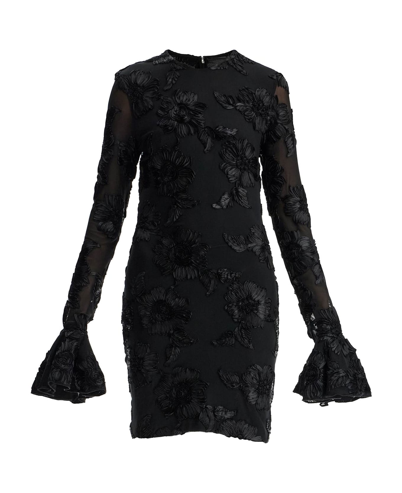 Rotate by Birger Christensen Flower Mesh Mini Dress - BLACK (Black)