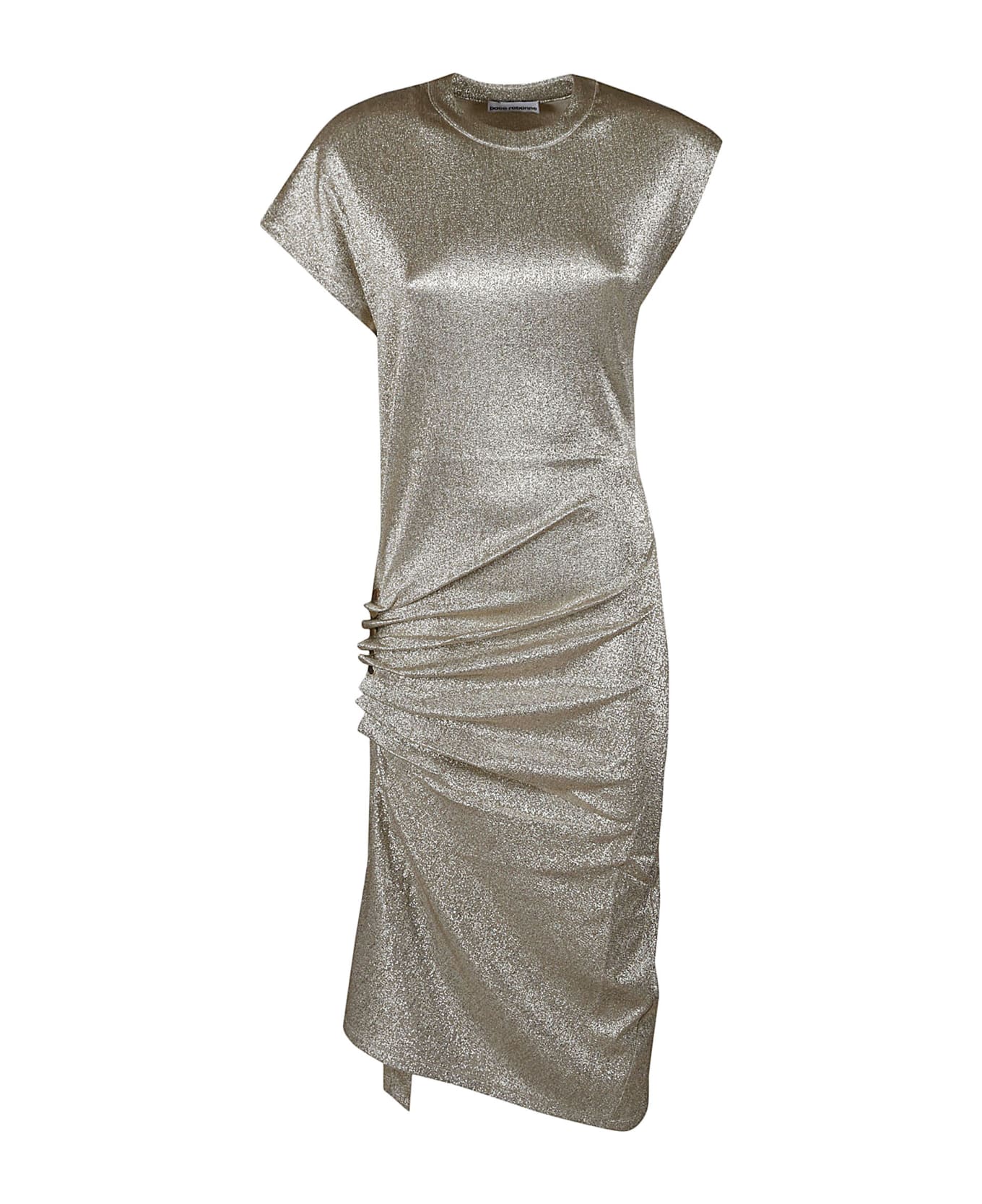 Paco Rabanne Metallic Gathered Dress - Silver/Gold
