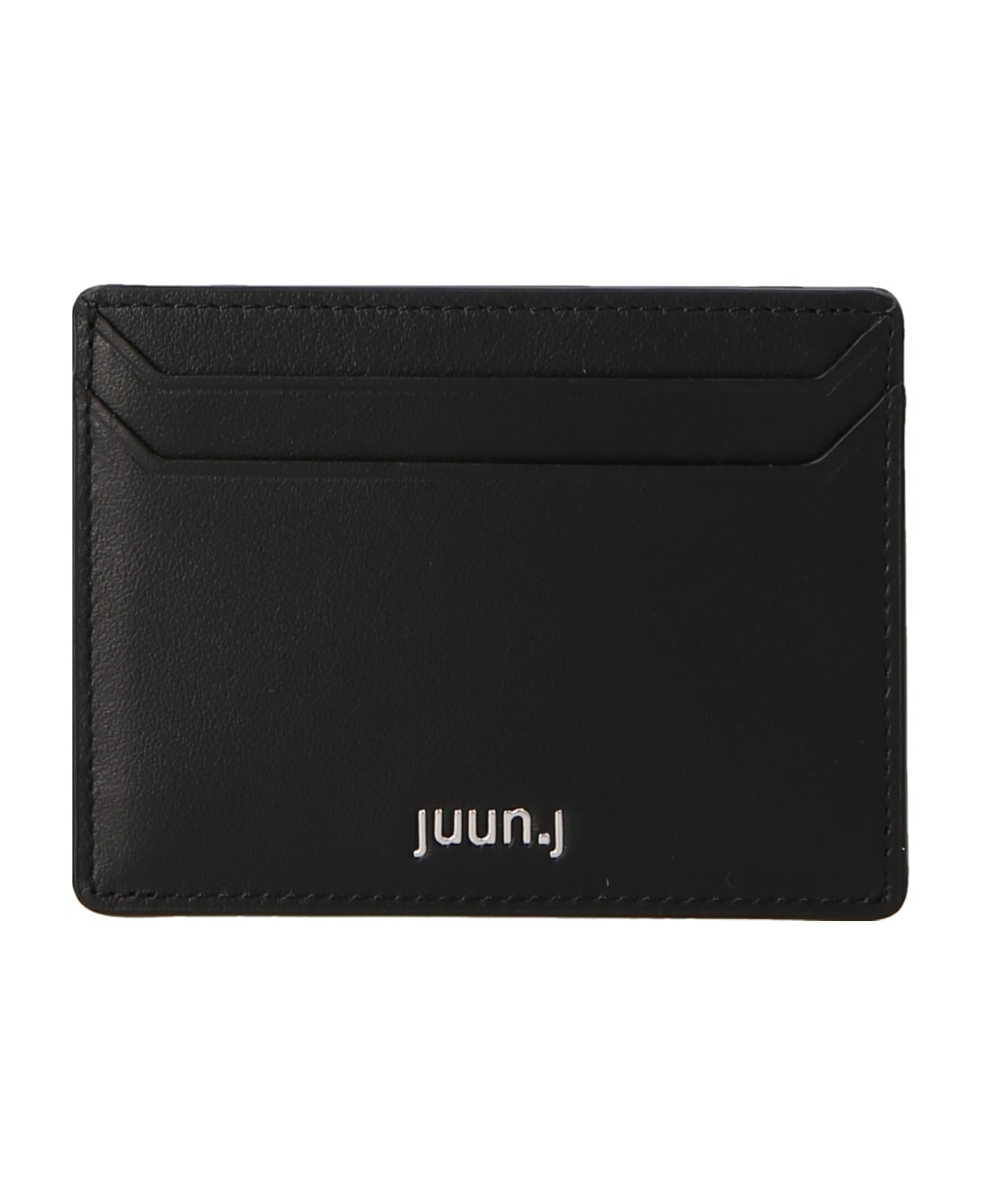 Juun.J Logo Leather Card Holder - Black  