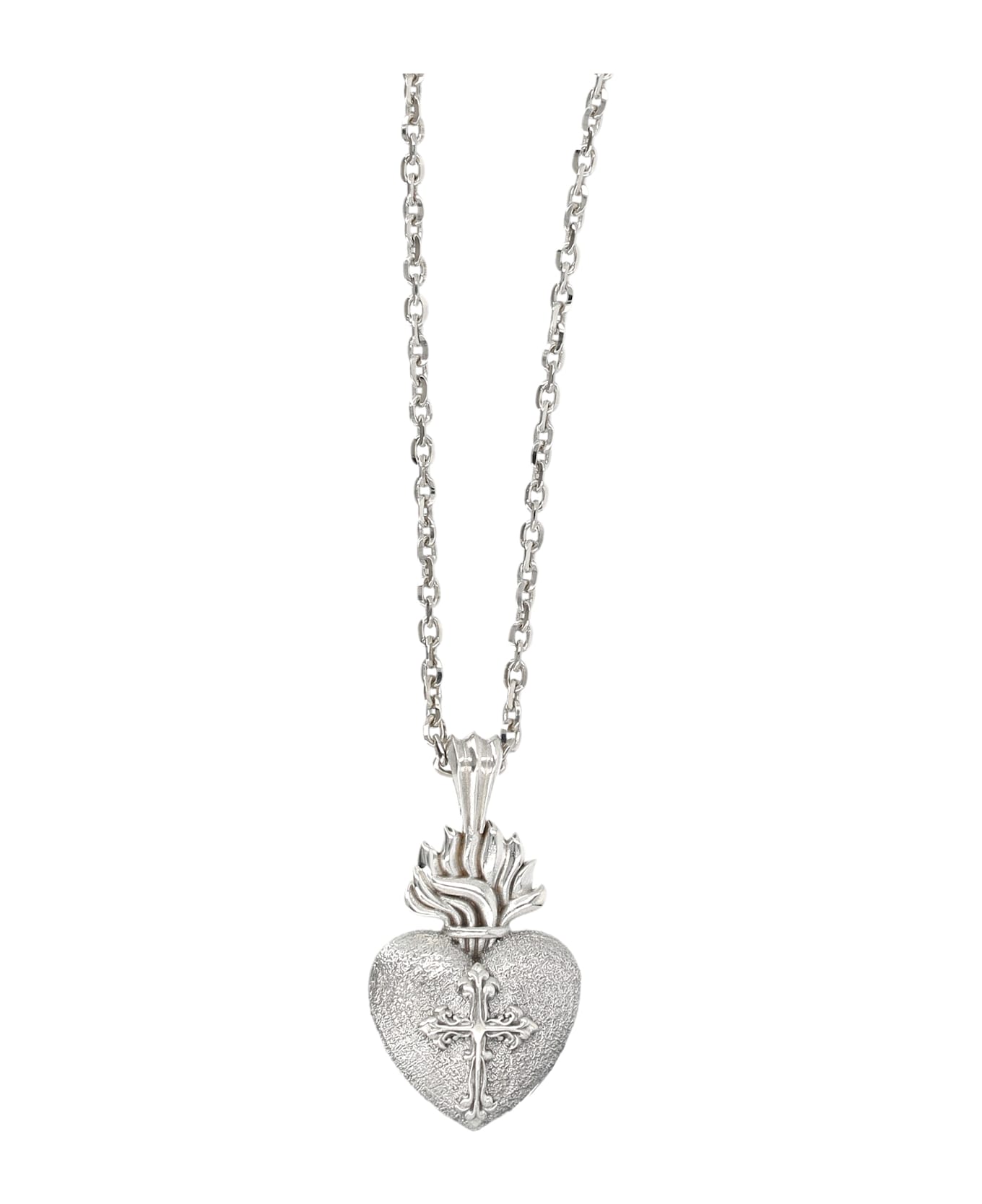 Emanuele Bicocchi Large Sacred Heart Necklace - SILVER