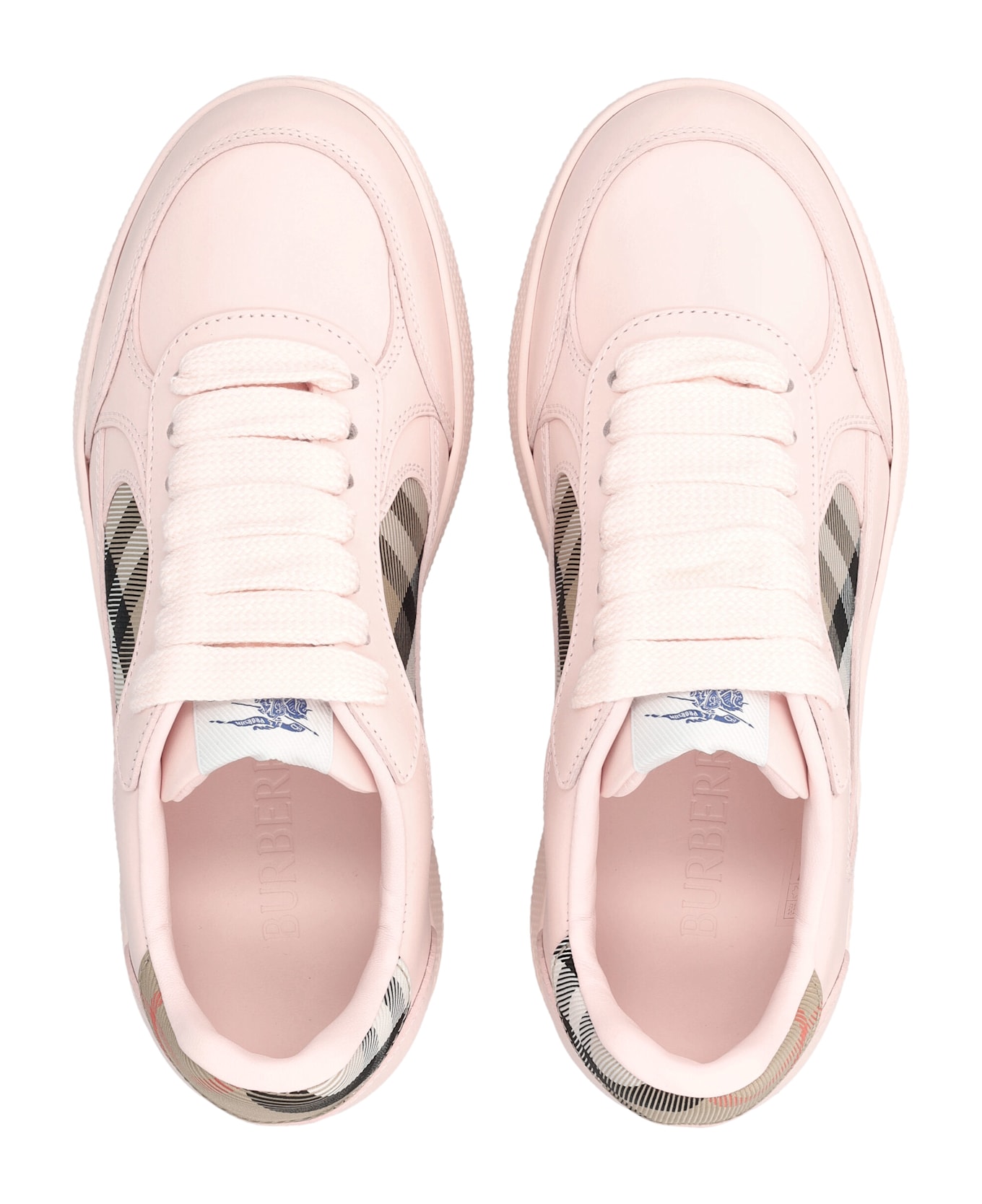 Burberry London Leather And Check Terrace Women S Sneakers - FLORA/ SAND IP CHK