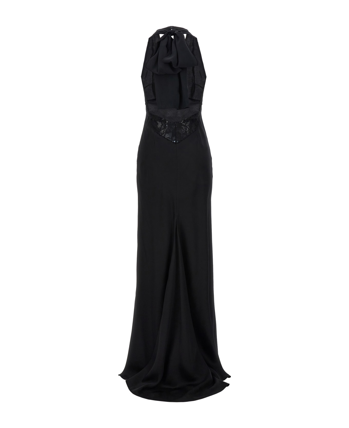 N.21 Lace Satin Long Dress - Black  