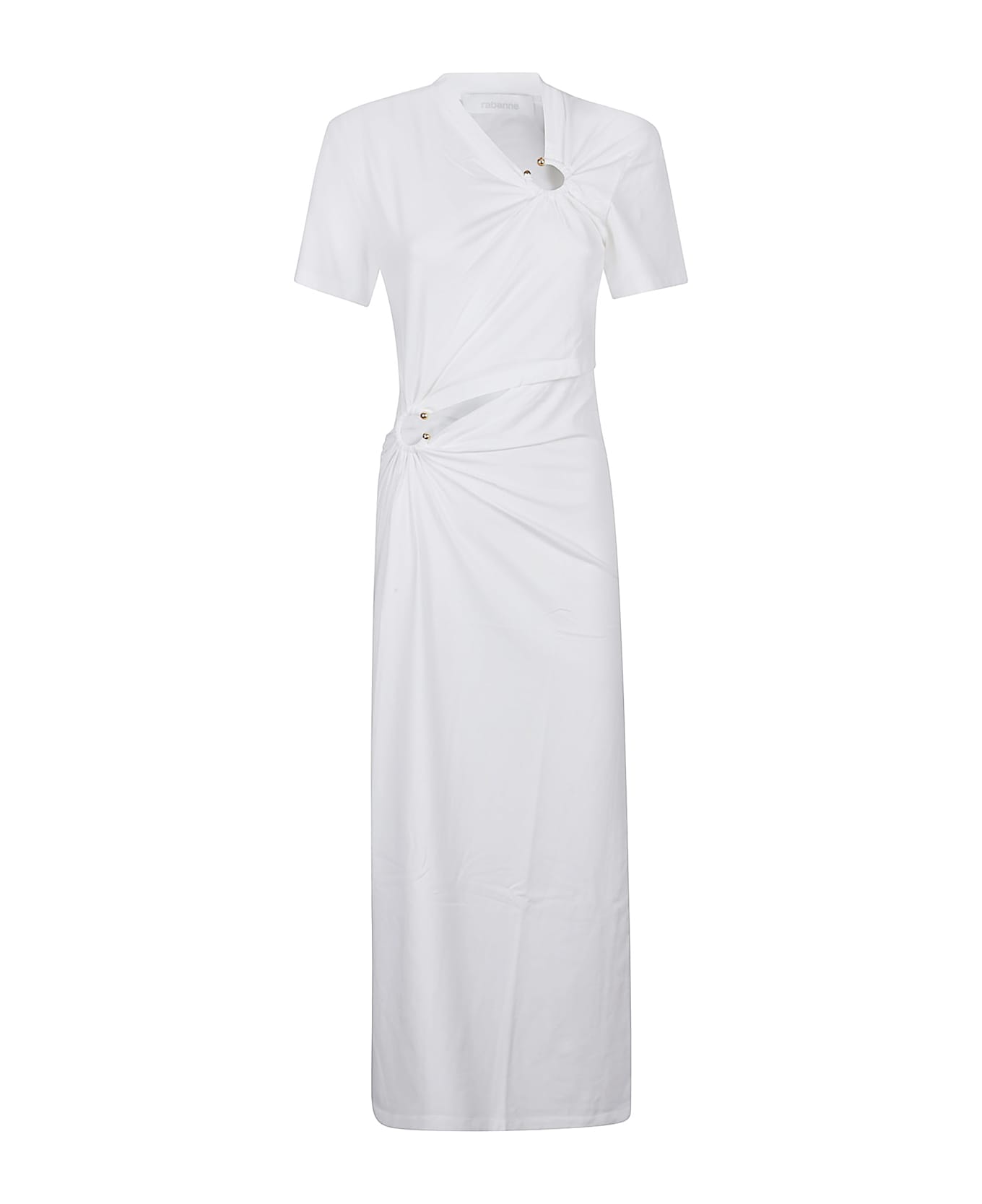 Paco Rabanne Short Sleeve Long Dress - White