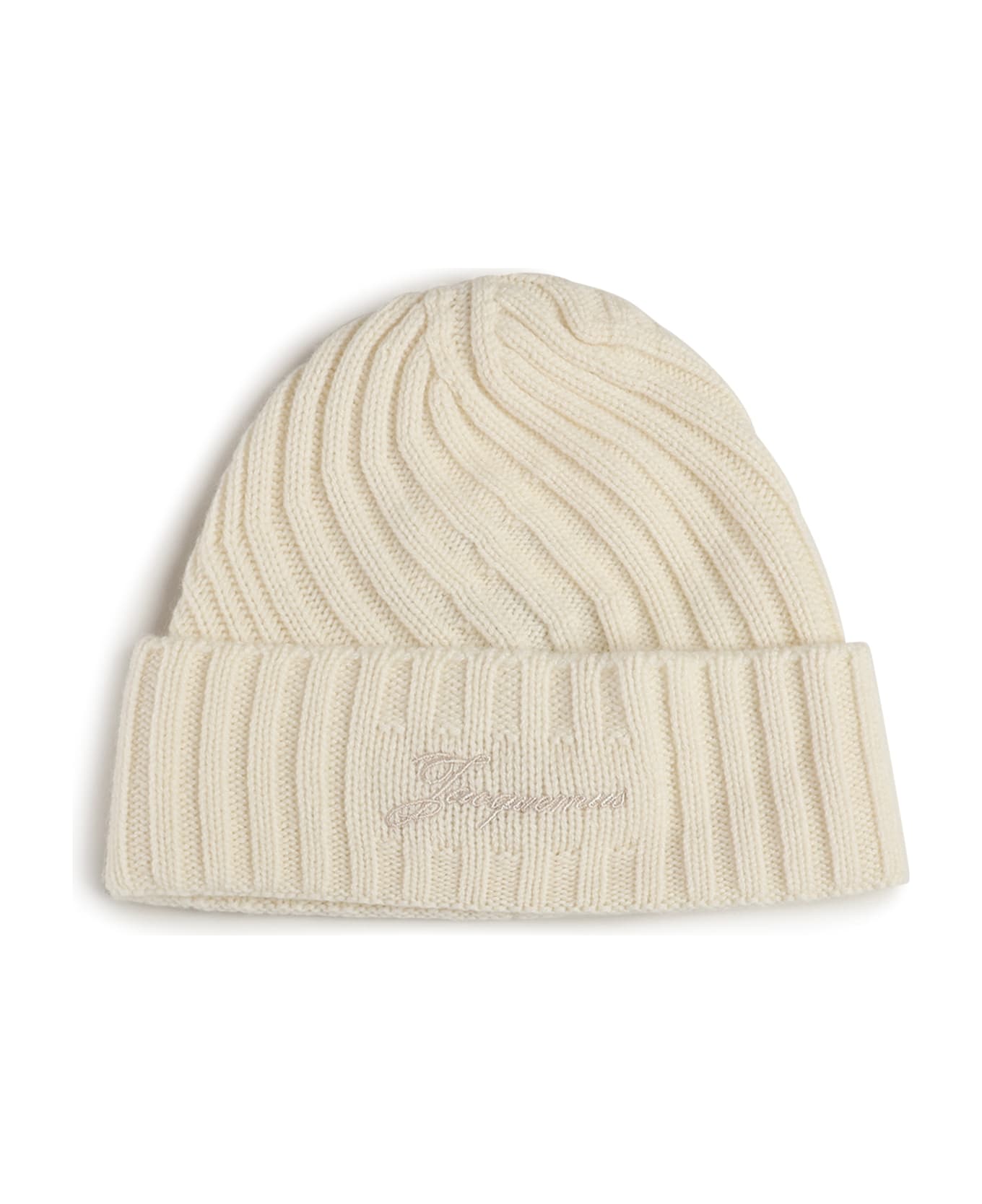 Jacquemus "le Bonnet Tourni" Cashmere And Wool Beanie - Off-white