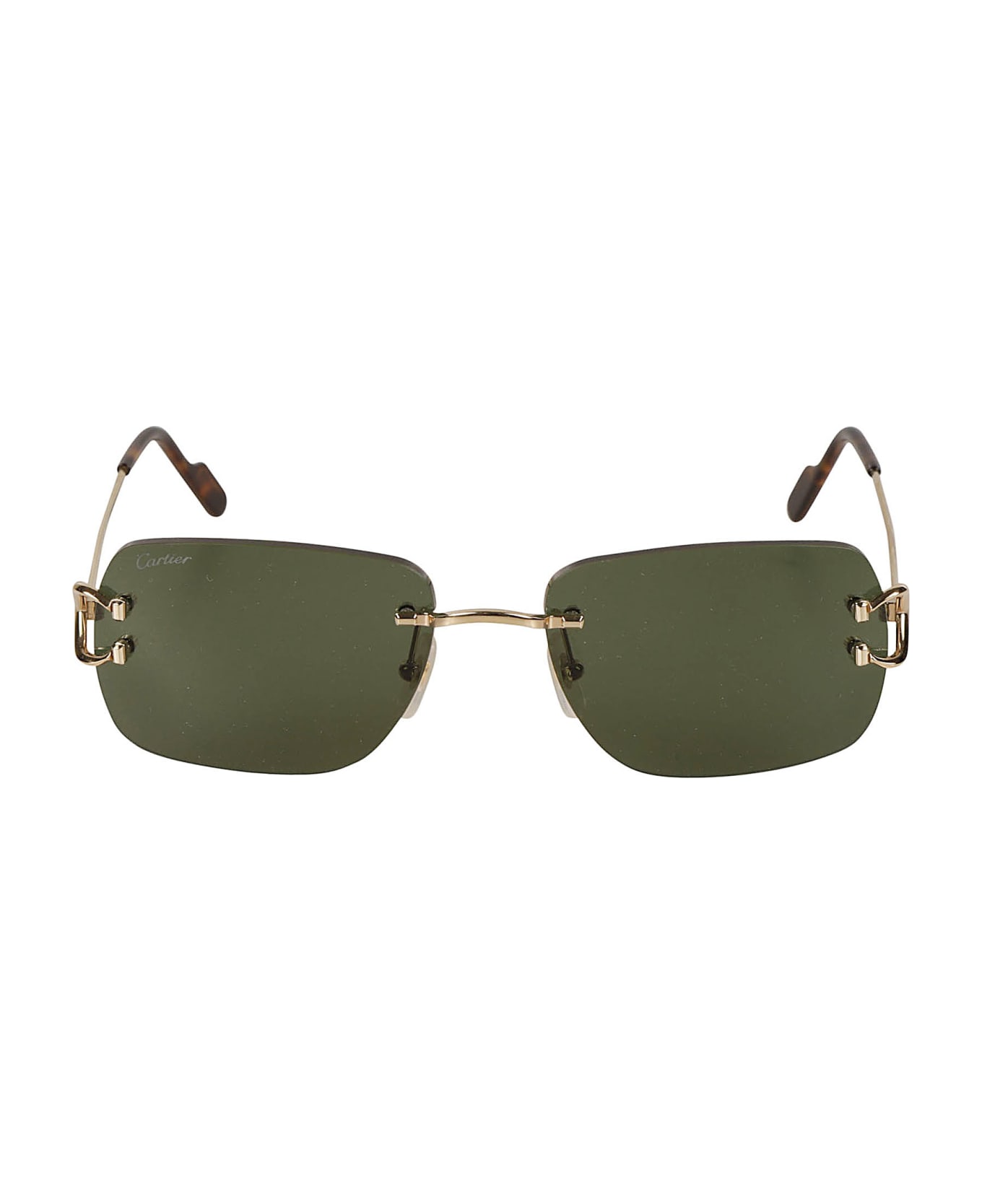 Cartier Eyewear Frame-less Square Sunglasses Sunglasses - Gold/Green