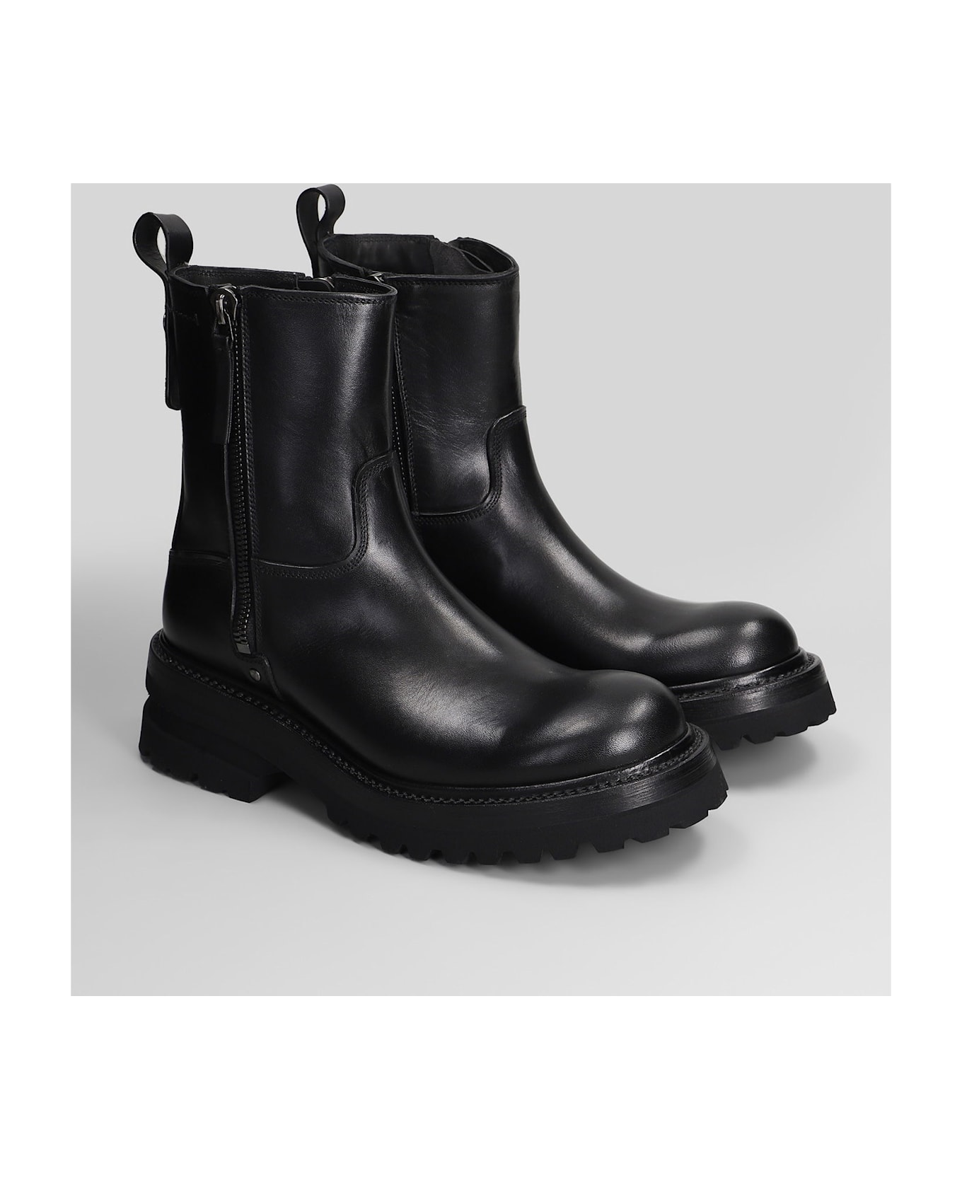 Premiata Elba Ankle Boots In Black Leather - black