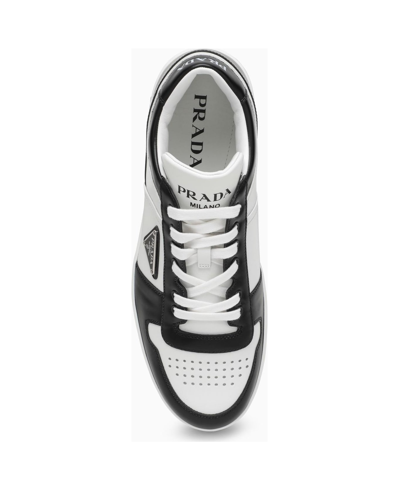 Prada White\/black Leather Holiday Low-top Sneakers - F Bianco E Nero スニーカー