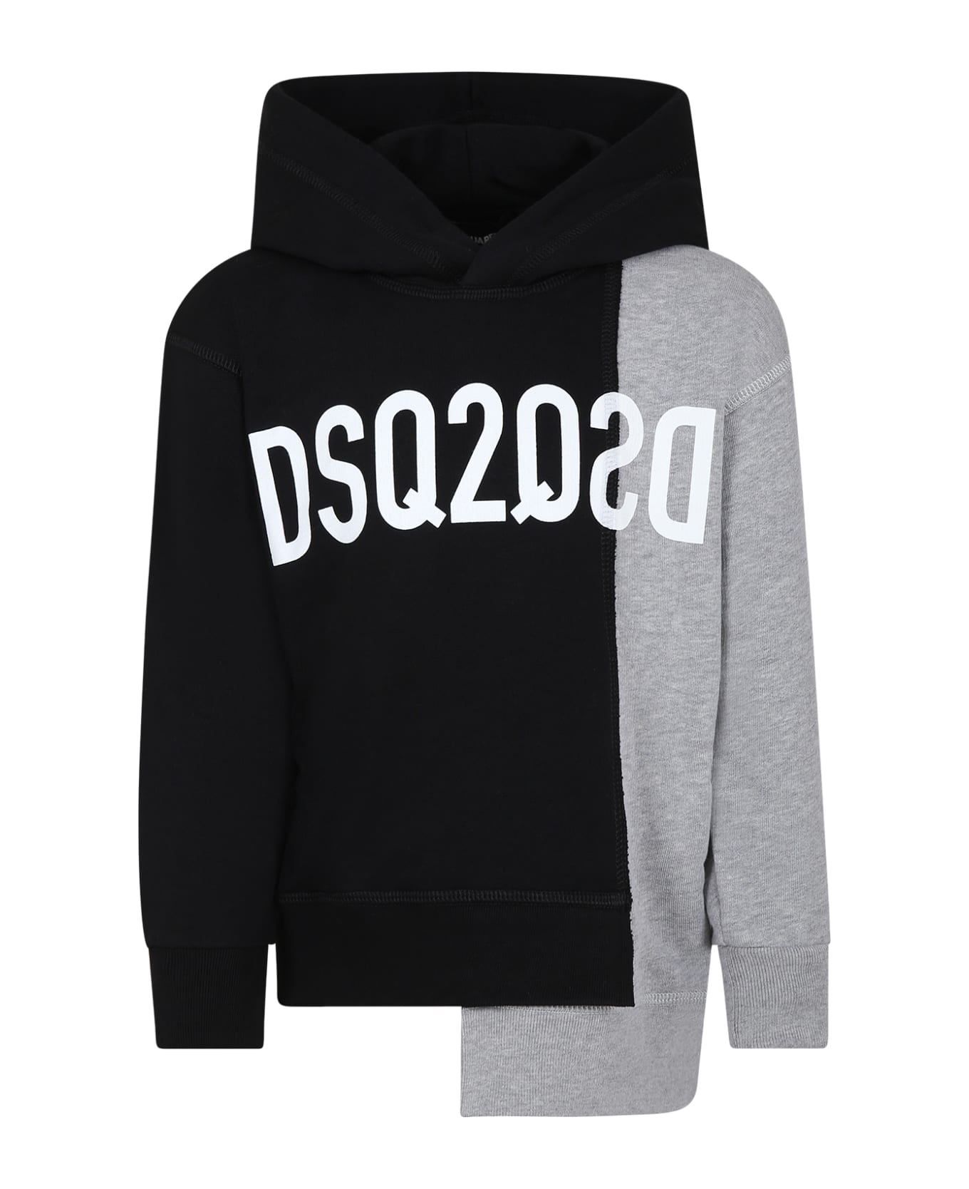 Dsquared2 Black Asymmetric Sweat-shirt For Kids With Logo - Multicolor