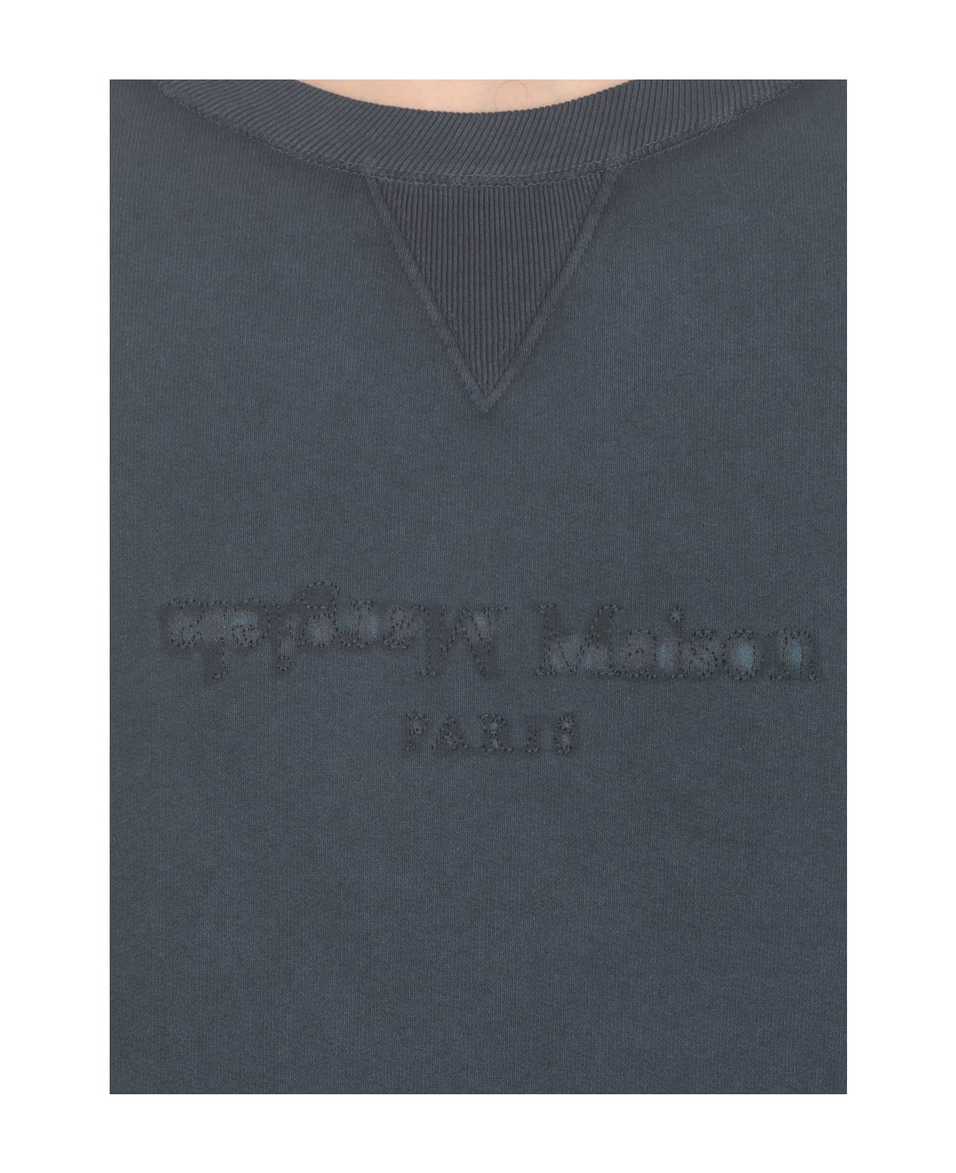 Maison Margiela Crew-neck Sweatshirt With Reverse Logo - Blue