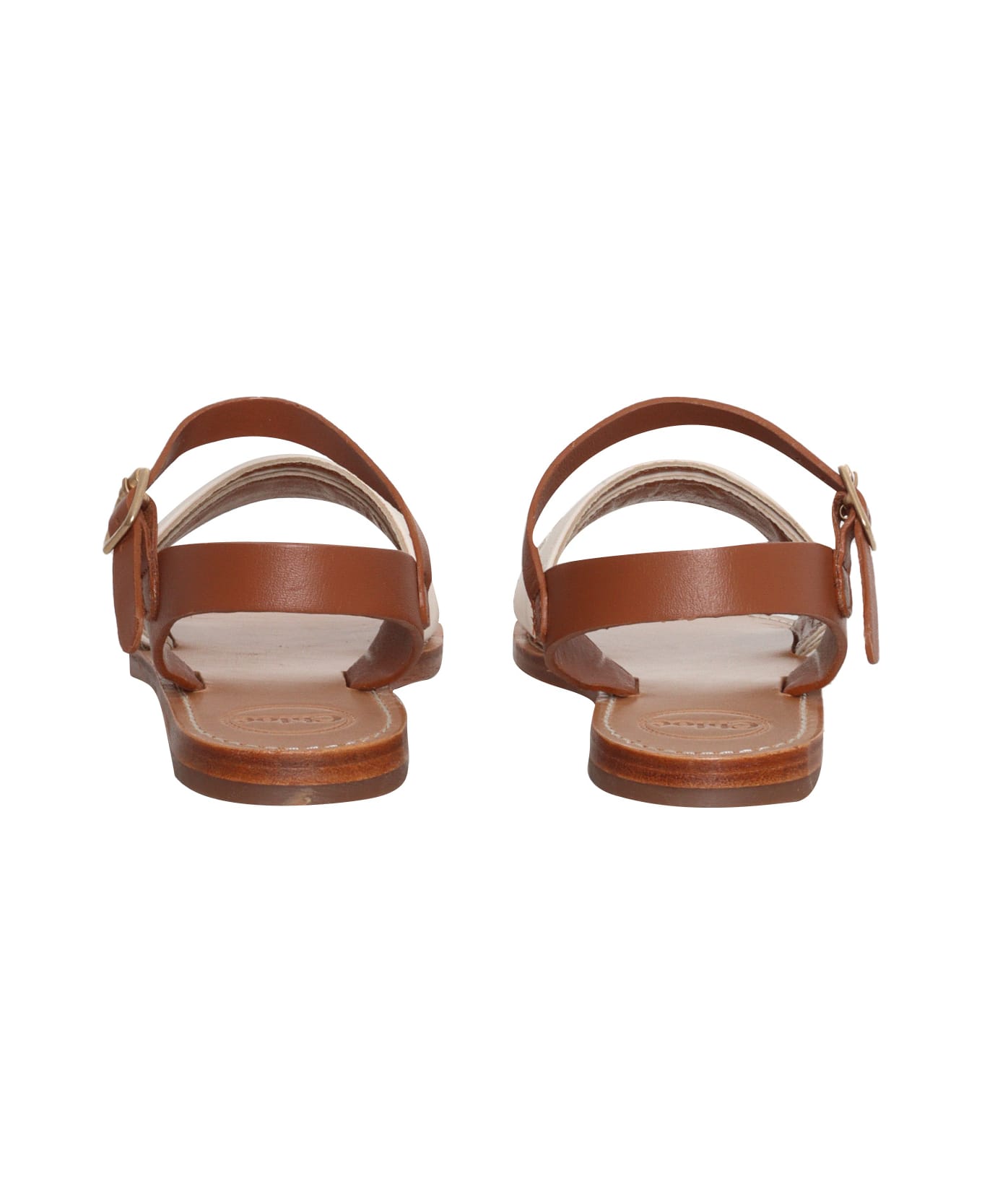 Chloé Leather Sandals With Logo - WHITE