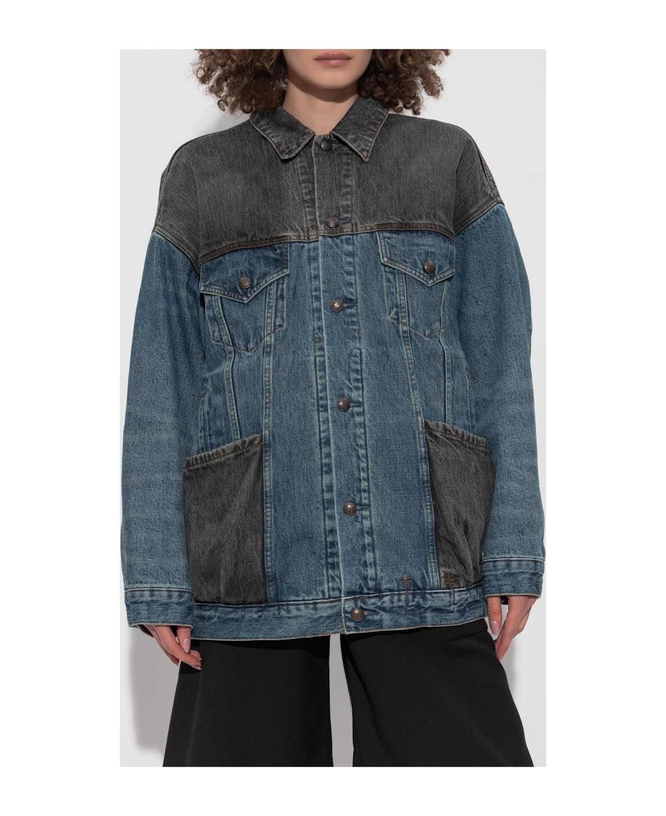 R13 Denim Jacket In 
oversize
 Style - BLUE/GREY