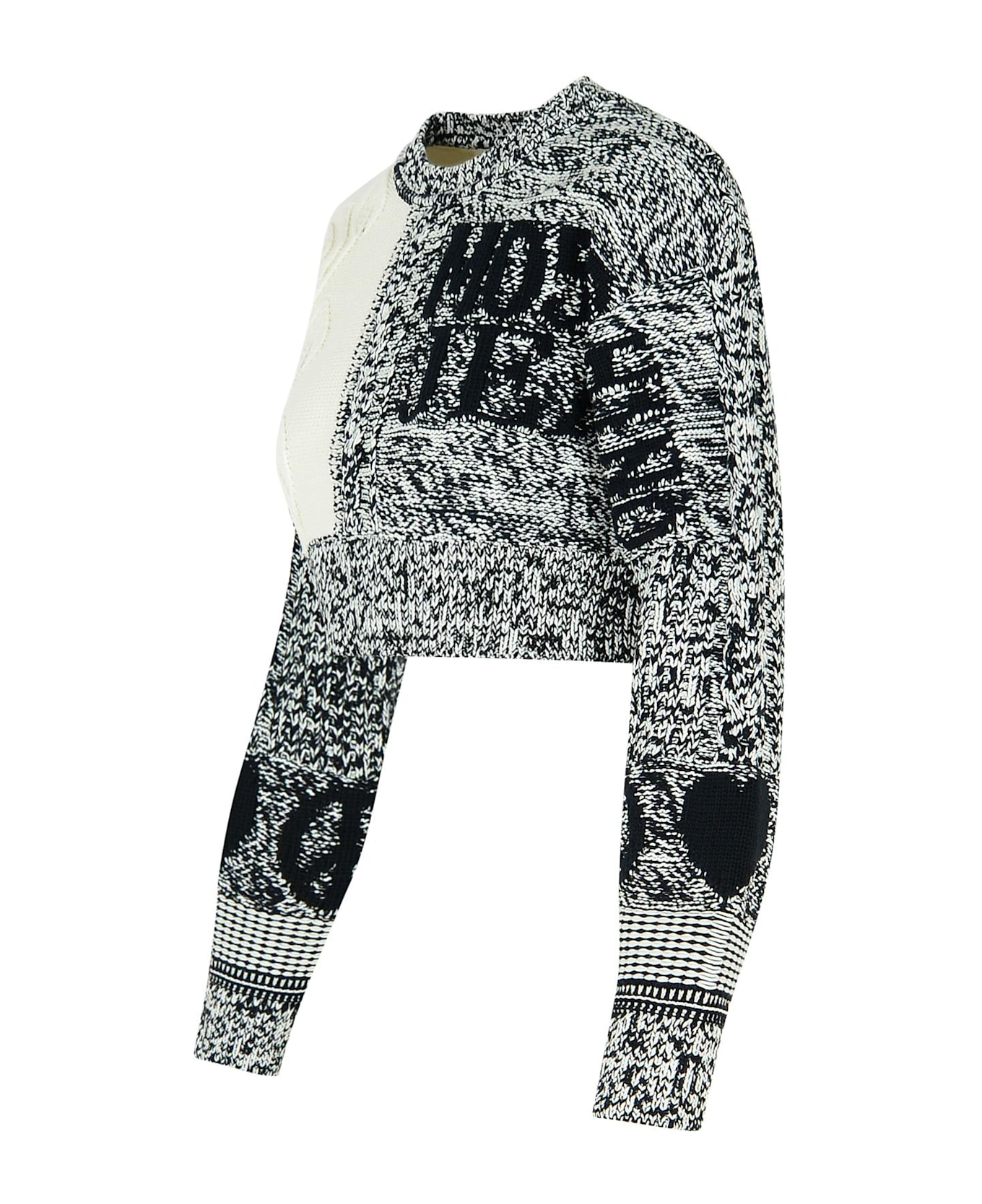 M05CH1N0 Jeans 
patch
 White Cotton Blend Sweater - White