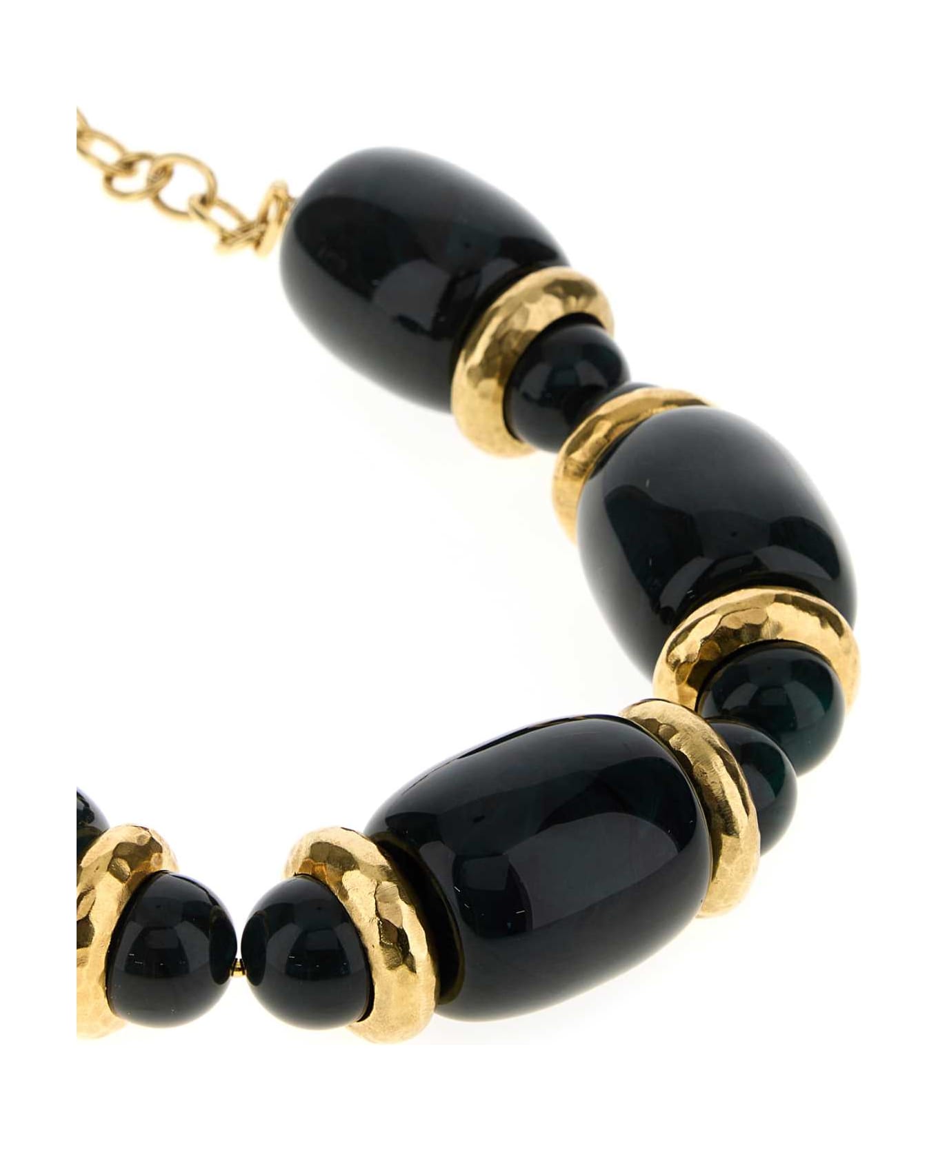 Saint Laurent Two-tone Resin And Metal Necklace - OR LAITON/VERT FONCE