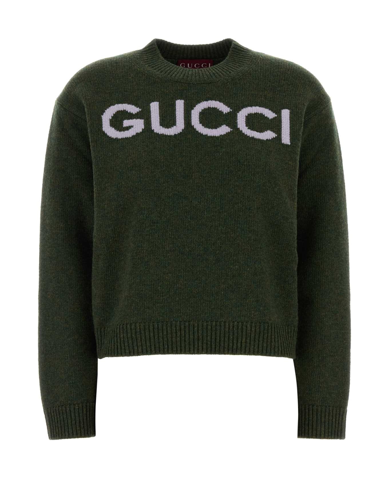 Gucci Bottle Green Wool Sweater - GREEN
