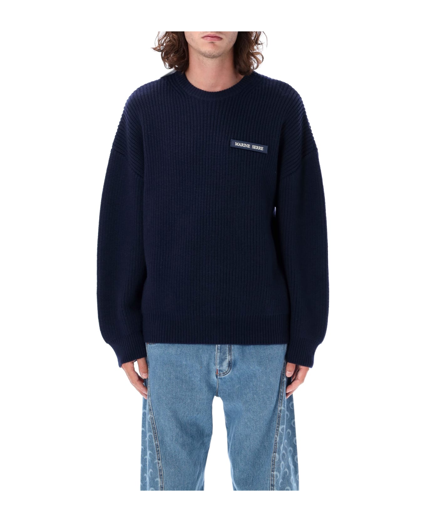 Marine Serre Fisherman Sweater - NAVY