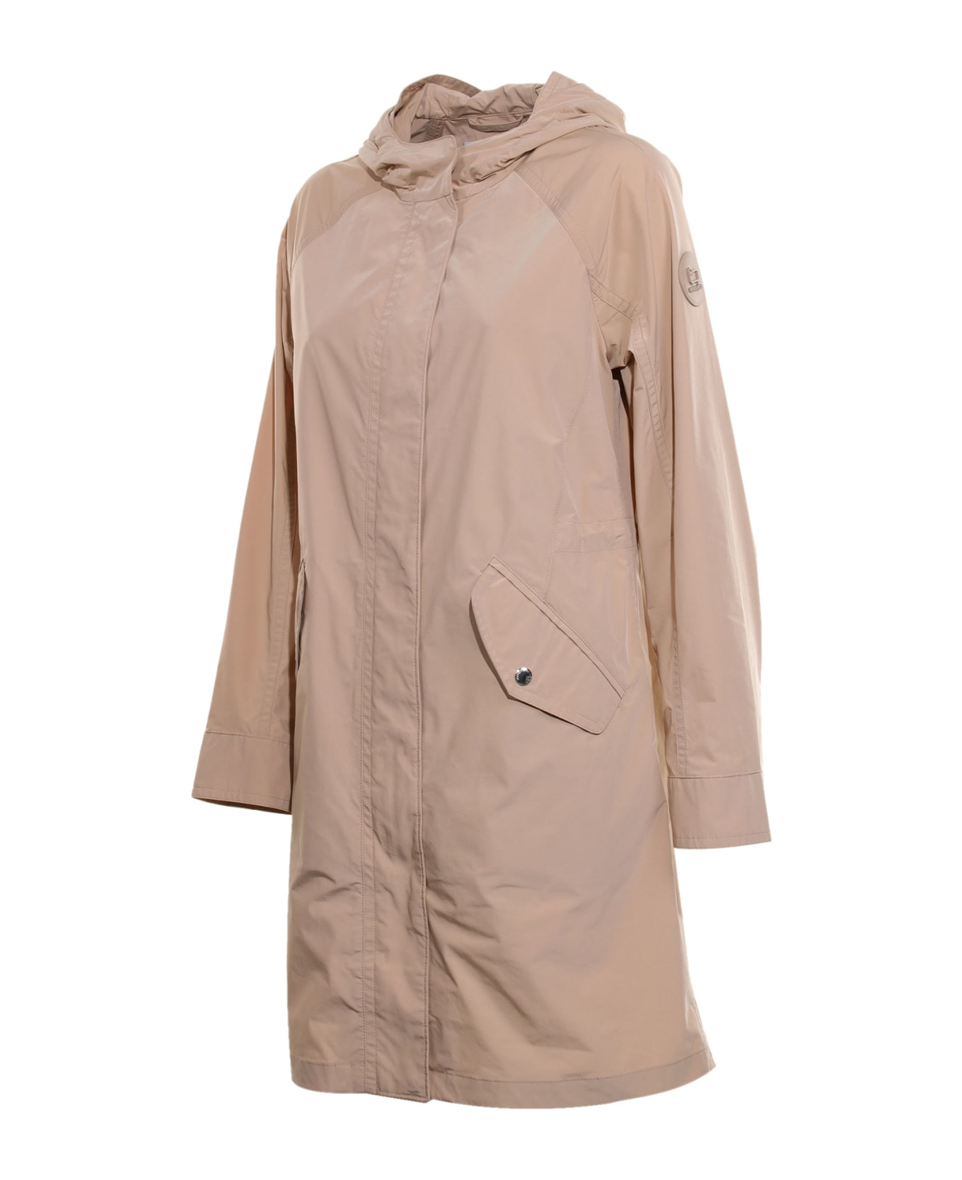 Woolrich Long Summer Parka With Hood - FEATHER BEIGE