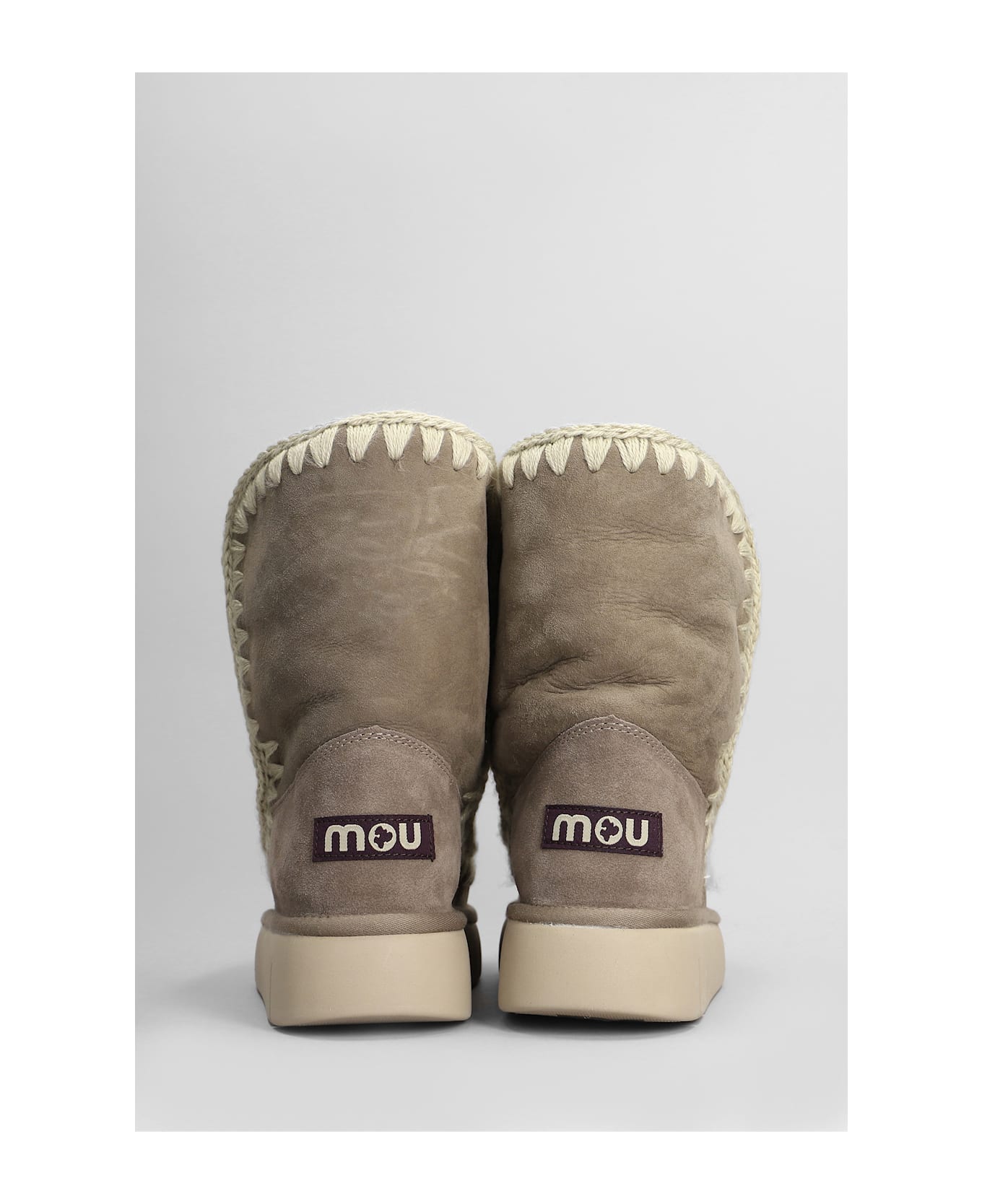 Mou Eskimo Bounce 24 Low Heels Ankle Boots In Grey Suede - grey