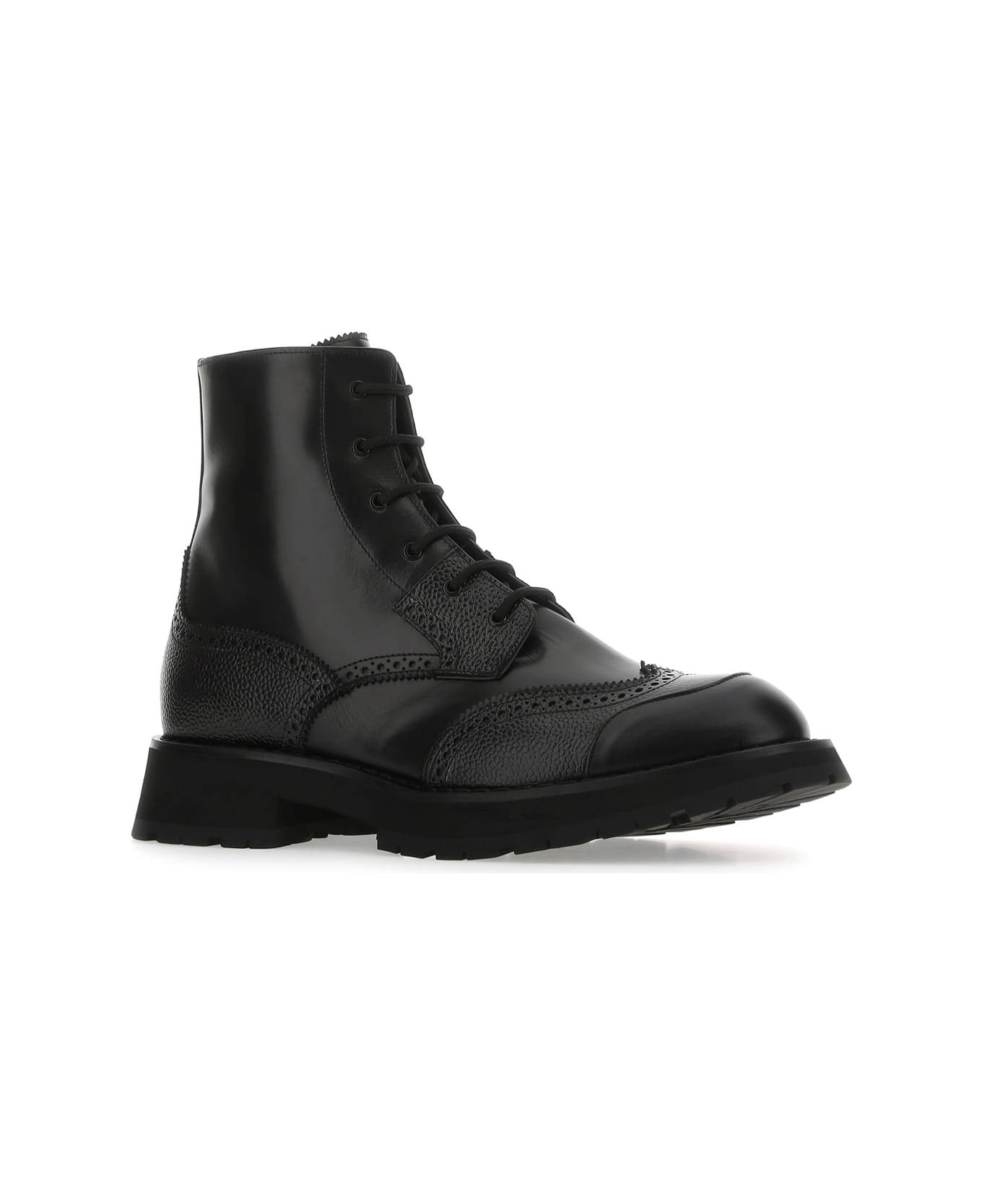 Alexander McQueen Black Leather Punk Worker Ankle Boots - 1000