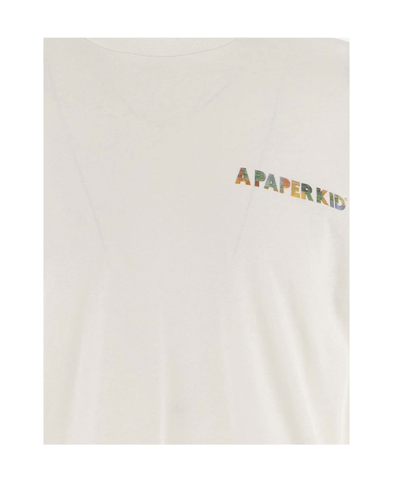A Paper Kid Cotton T-shirt With Logo - White