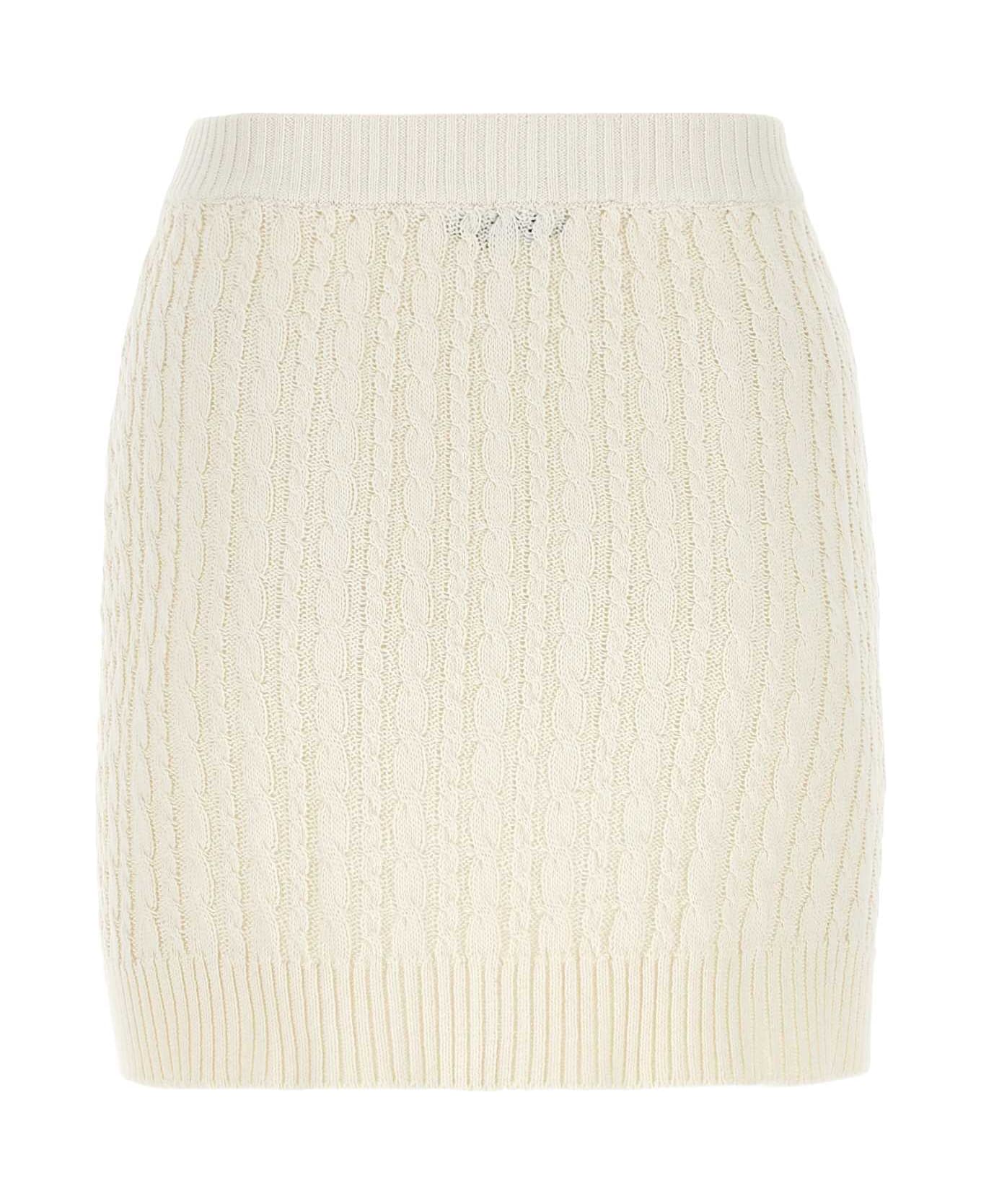 Prada Ivory Cotton Blend Mini Skirt - Beige スカート