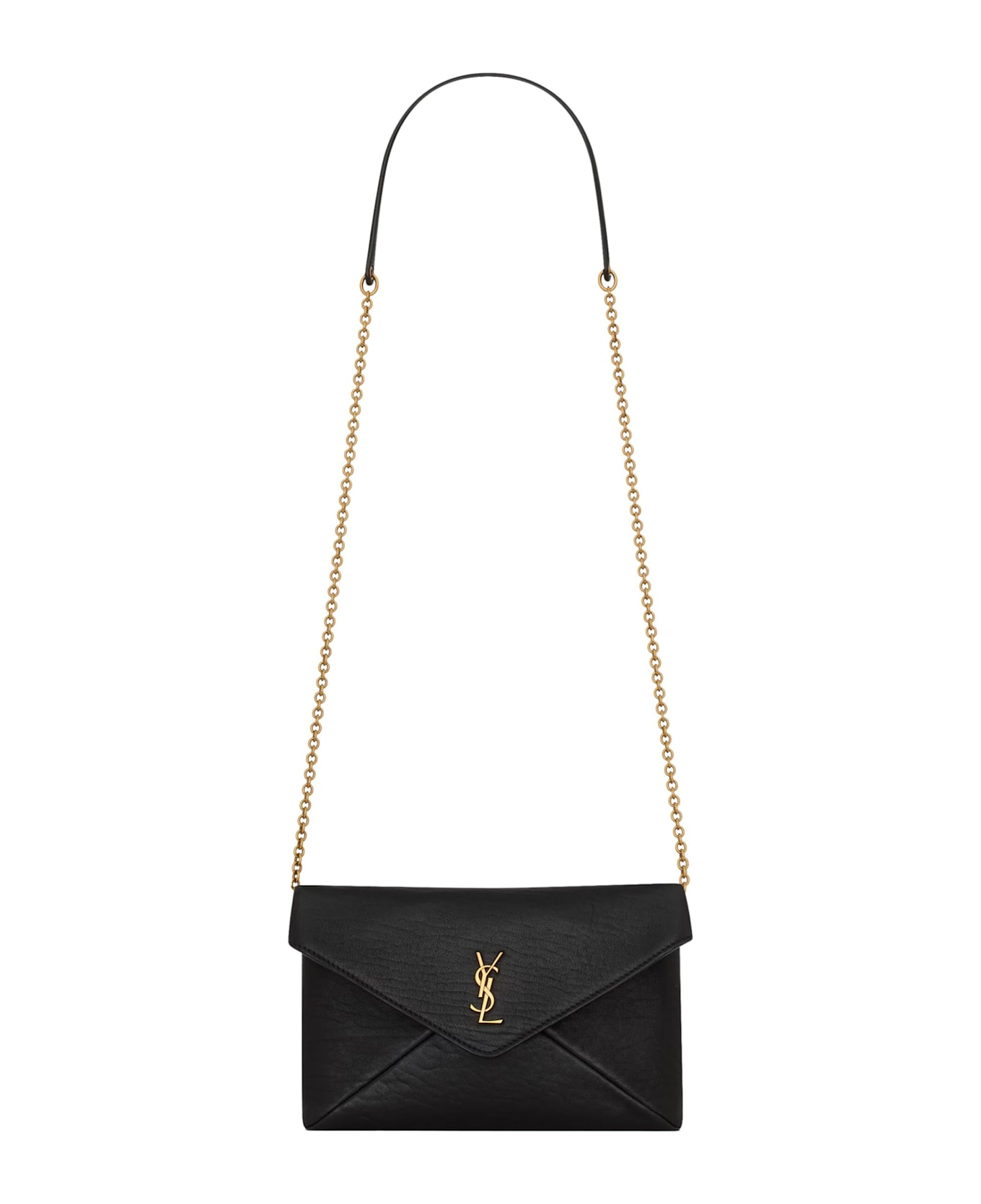 Saint Laurent Cassandre Chain Clutch Bag - BLACK
