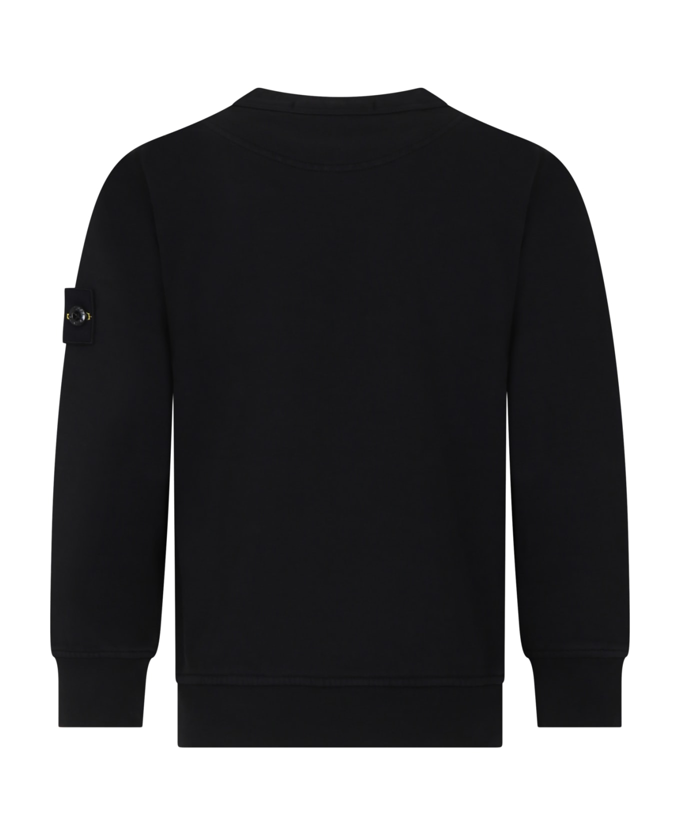 Stone Island Junior Black Sweatshirt For Boy With Iconic Logo - Black