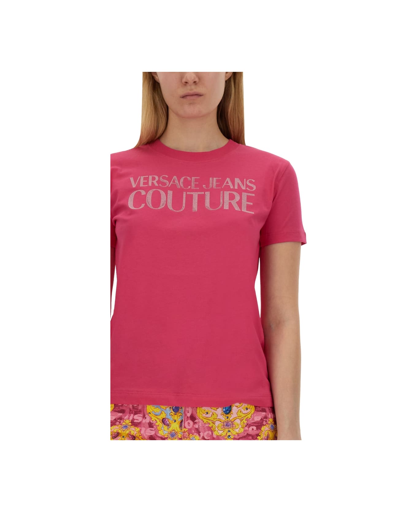 Versace Jeans Couture T-shirt With Logo - FUCSIA Tシャツ