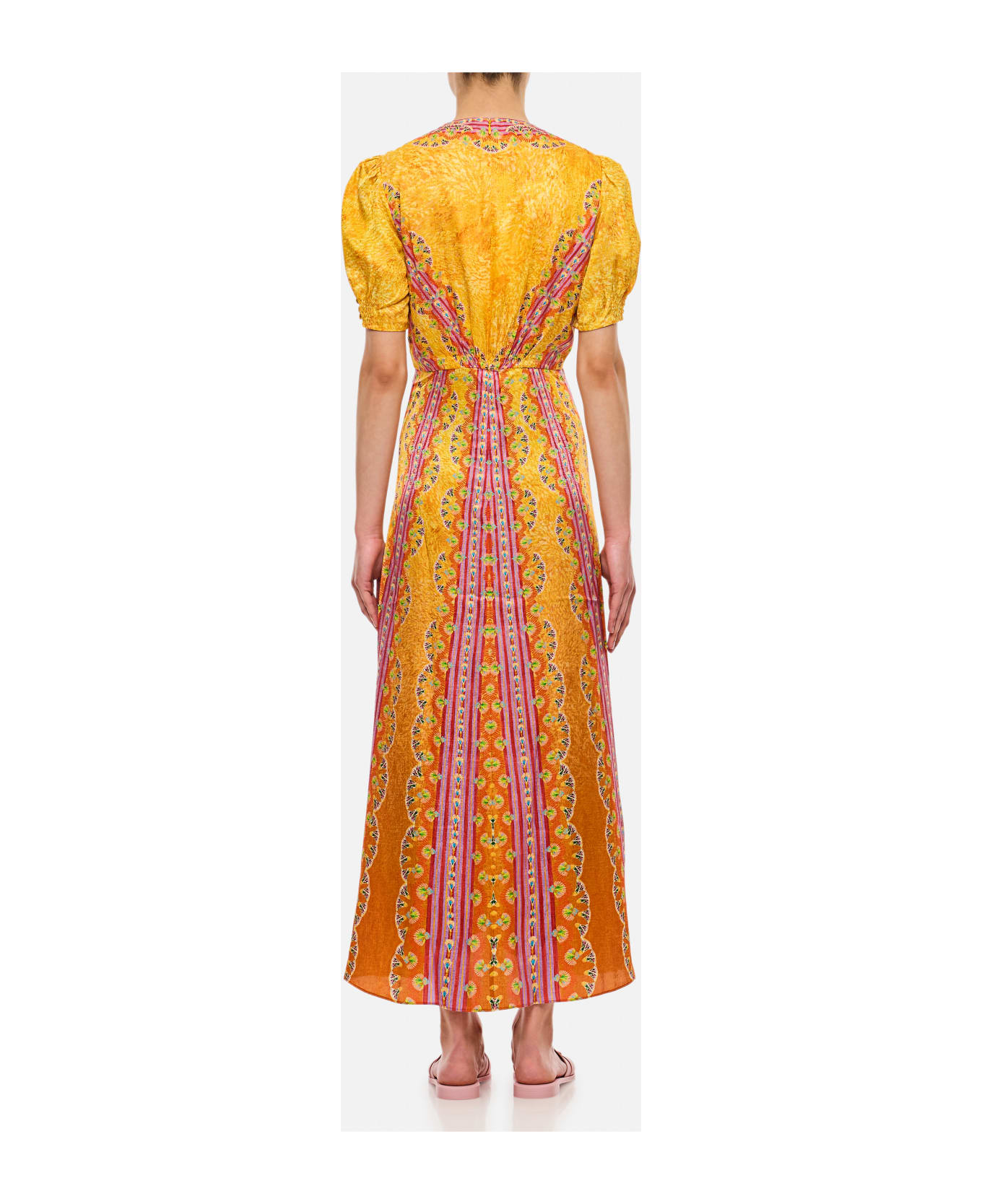 Saloni Lea Midi Dress - Orange ワンピース＆ドレス