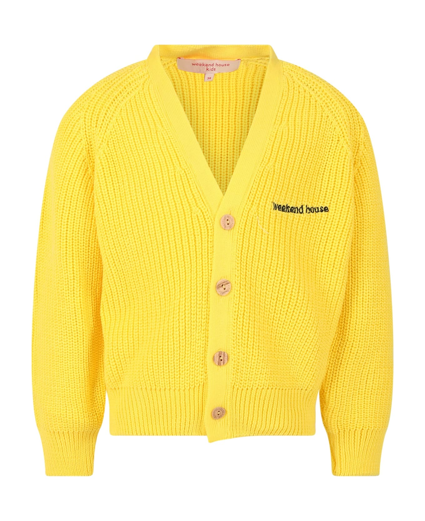 weekend house kids Yellow Cardigan For Kids With Logo - Yellow