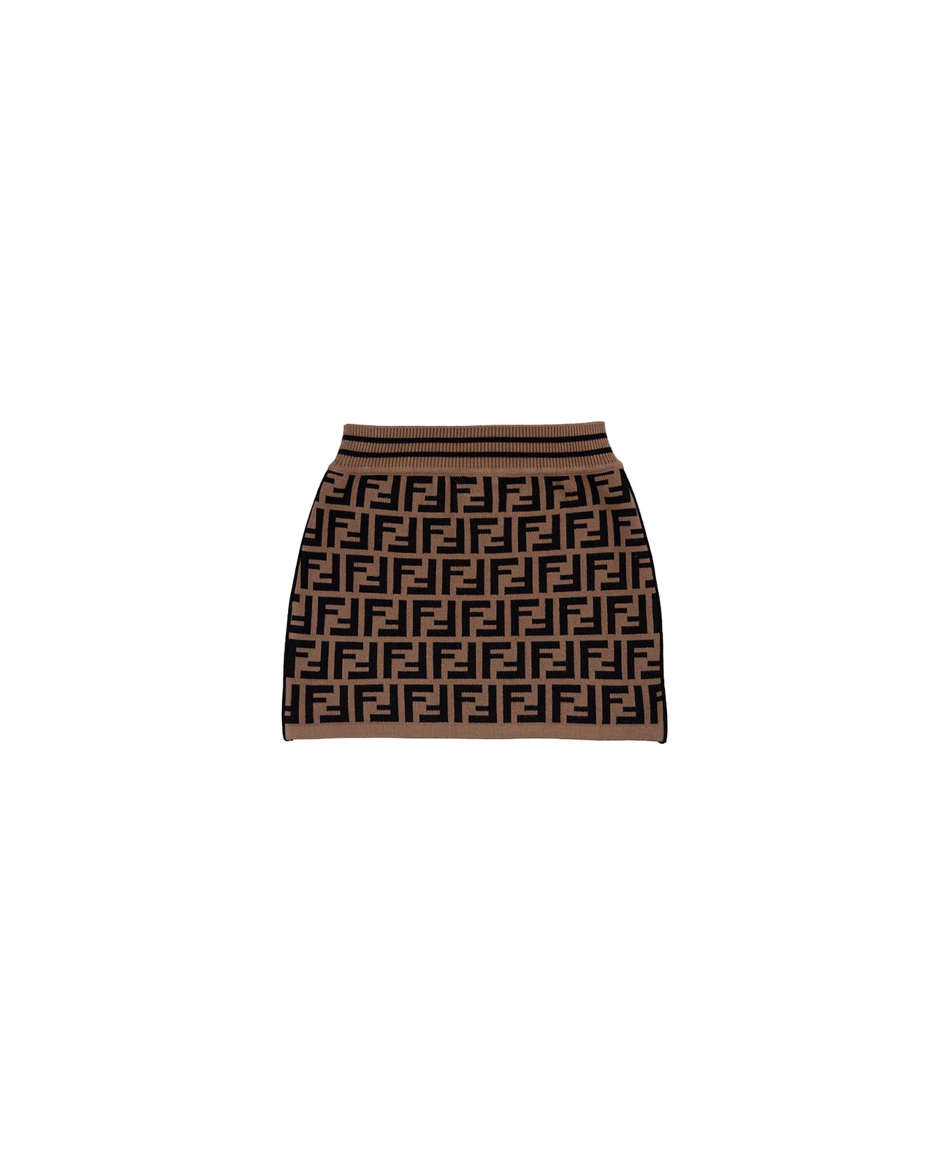 Fendi Short Skirt With All-over Ff Motif - Brown