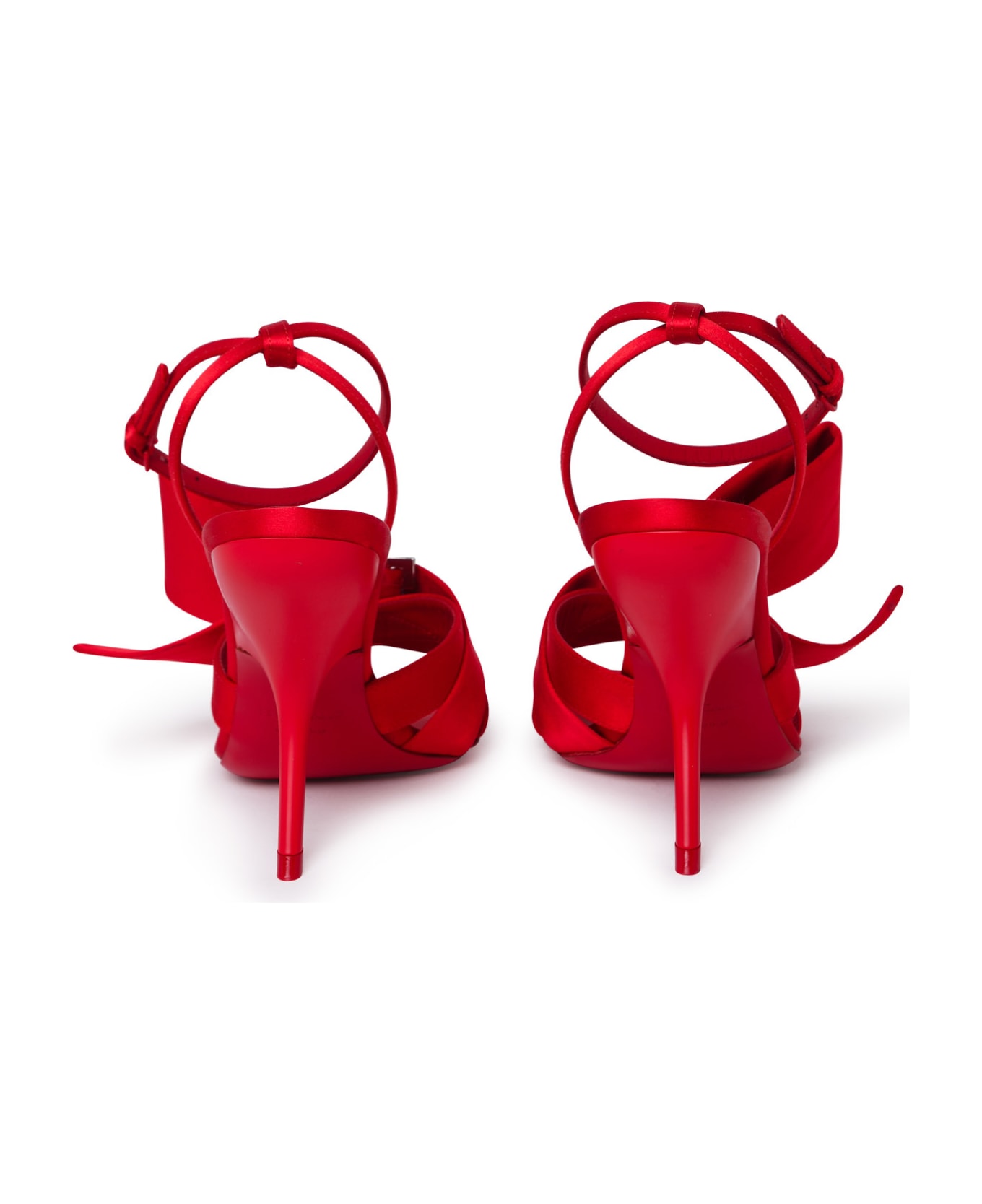 Ferragamo Helena Red Satin Sandals - Red
