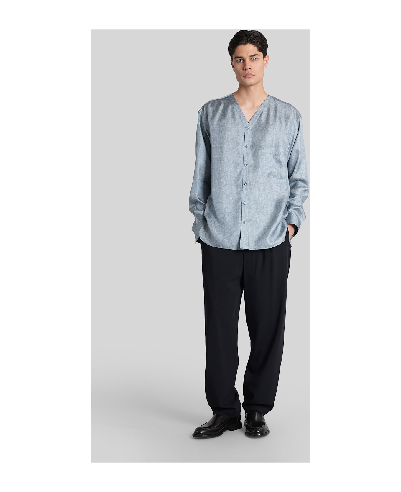 Giorgio Armani Shirt In Blue Silk - blue