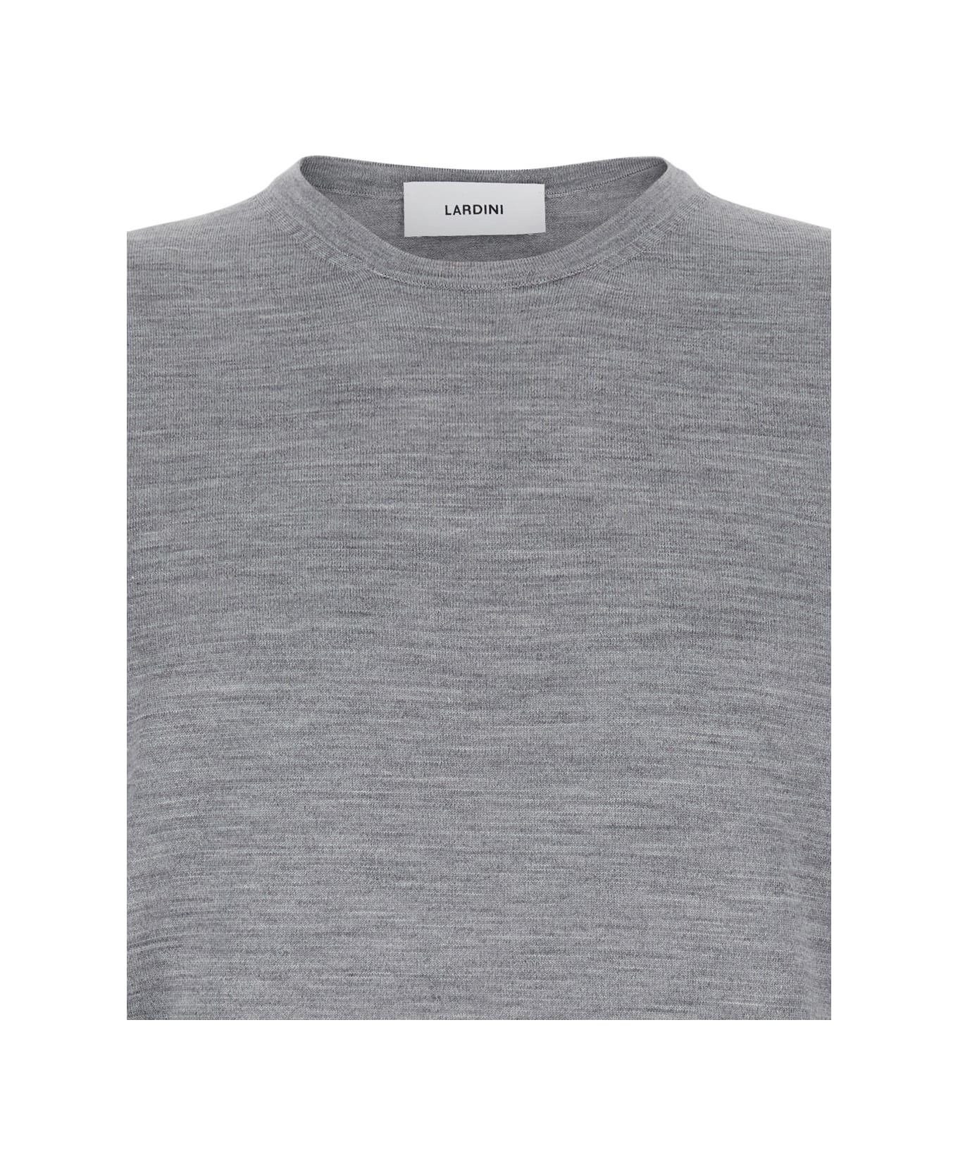 Lardini Grey Ribbed Crewneck Sweater In Wool And Silk Blend Man - Grey