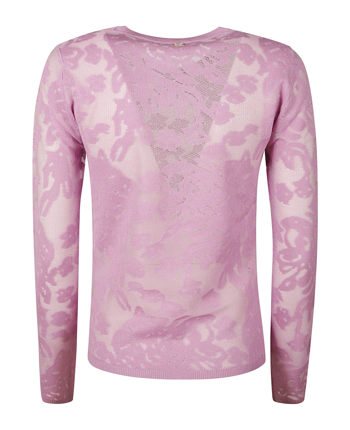 Blugirl Long-sleeved Floral Lace Top - Pink トップス