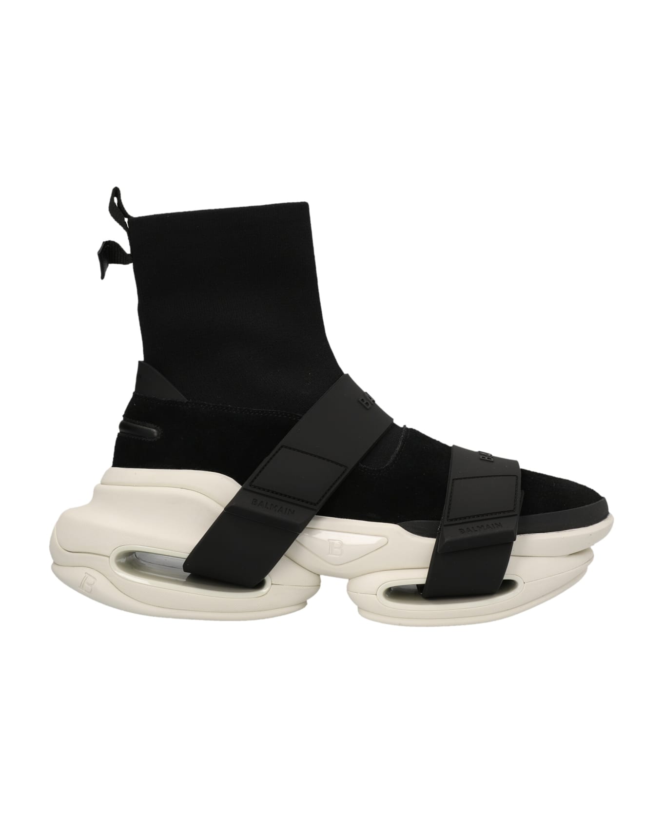 Balmain Logo Sock Sneakers - White/Black
