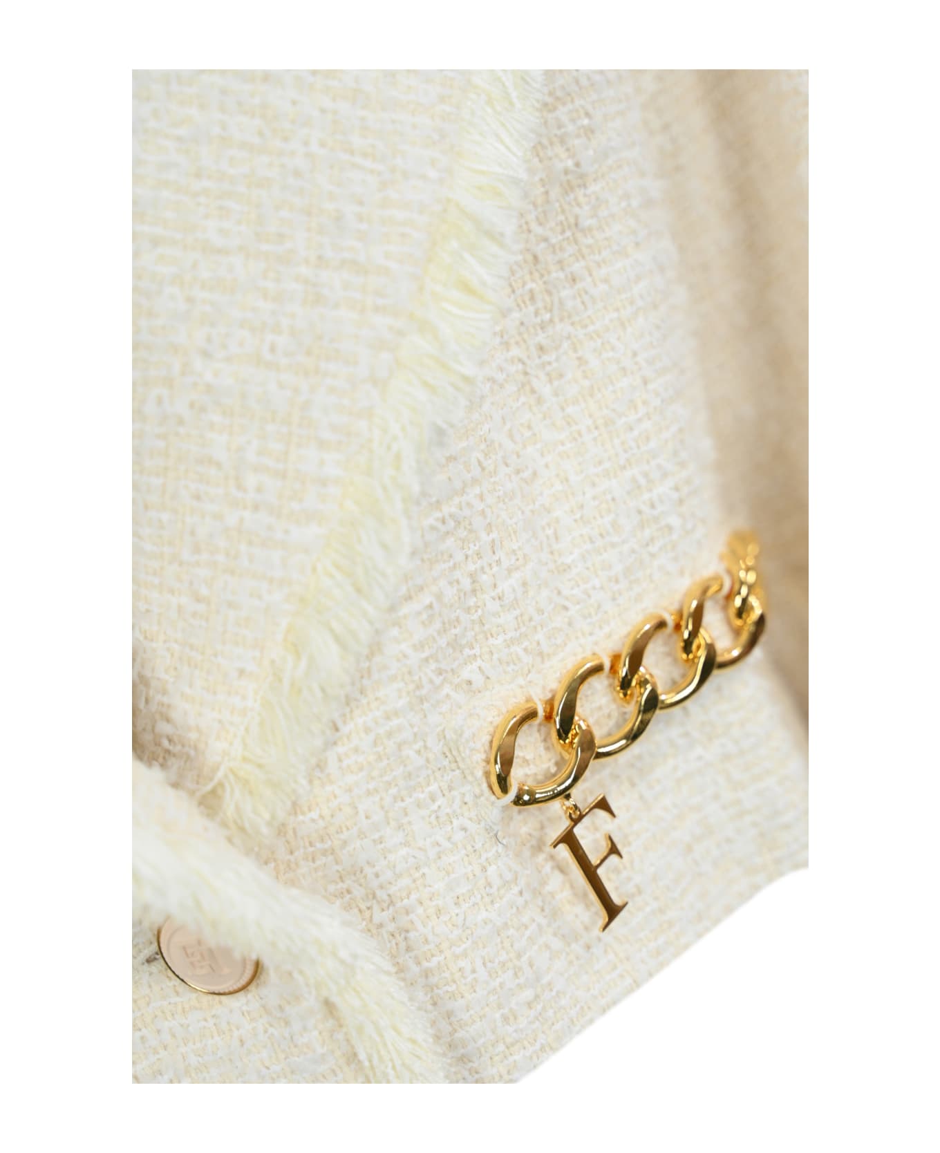 Elisabetta Franchi Cropped Tweed Jacket - BURRO ブレザー