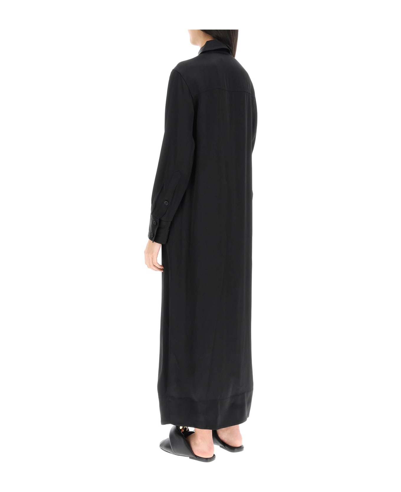 Loulou Studio 'ara' Long Shirt Dress In Satin - BLACK (Black)