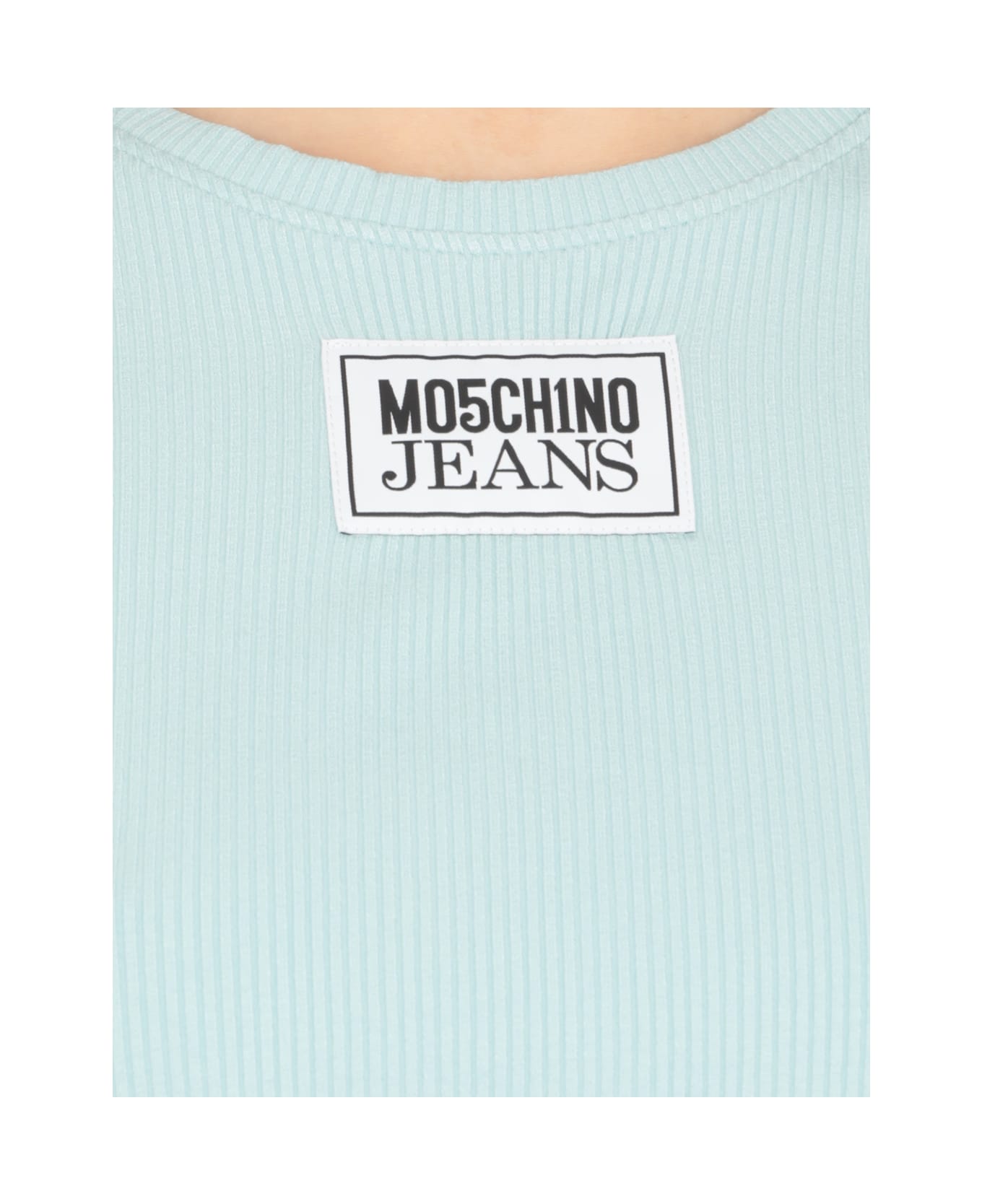 M05CH1N0 Jeans Sweater With Logo - Light Blue