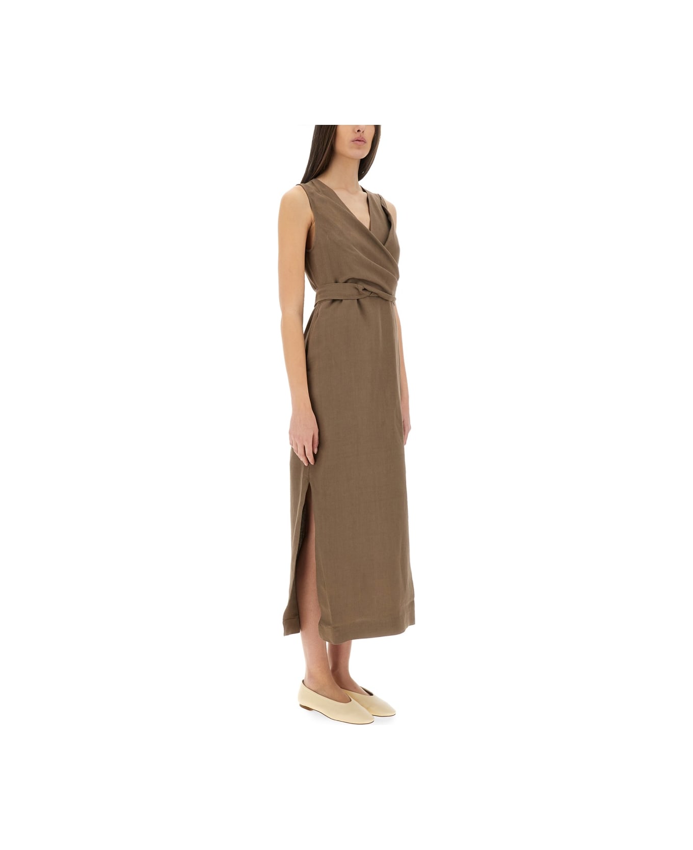 Brunello Cucinelli "wrap-effect" Dress - BROWN
