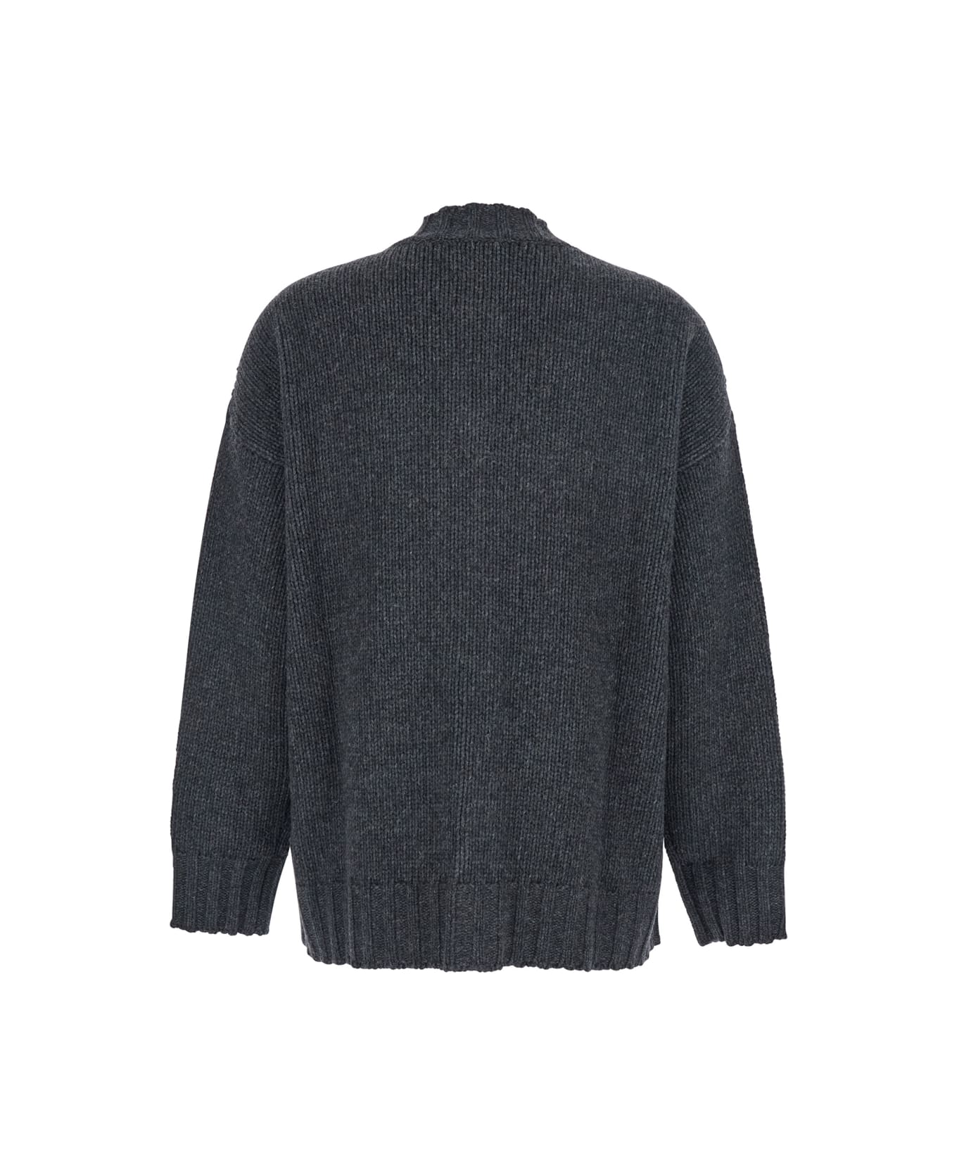 Mauro Grifoni Grey Jacket With Ribbed Trims And Dropped Shoulders In Wool Woman - Grey