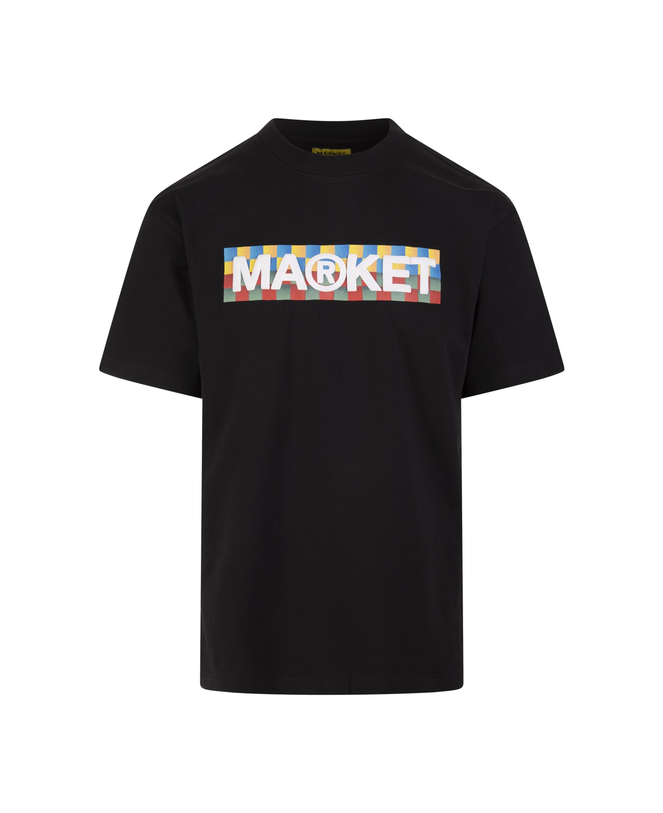 Market Unisex Black Market Checkered Bar Logo T-shirt - Nero