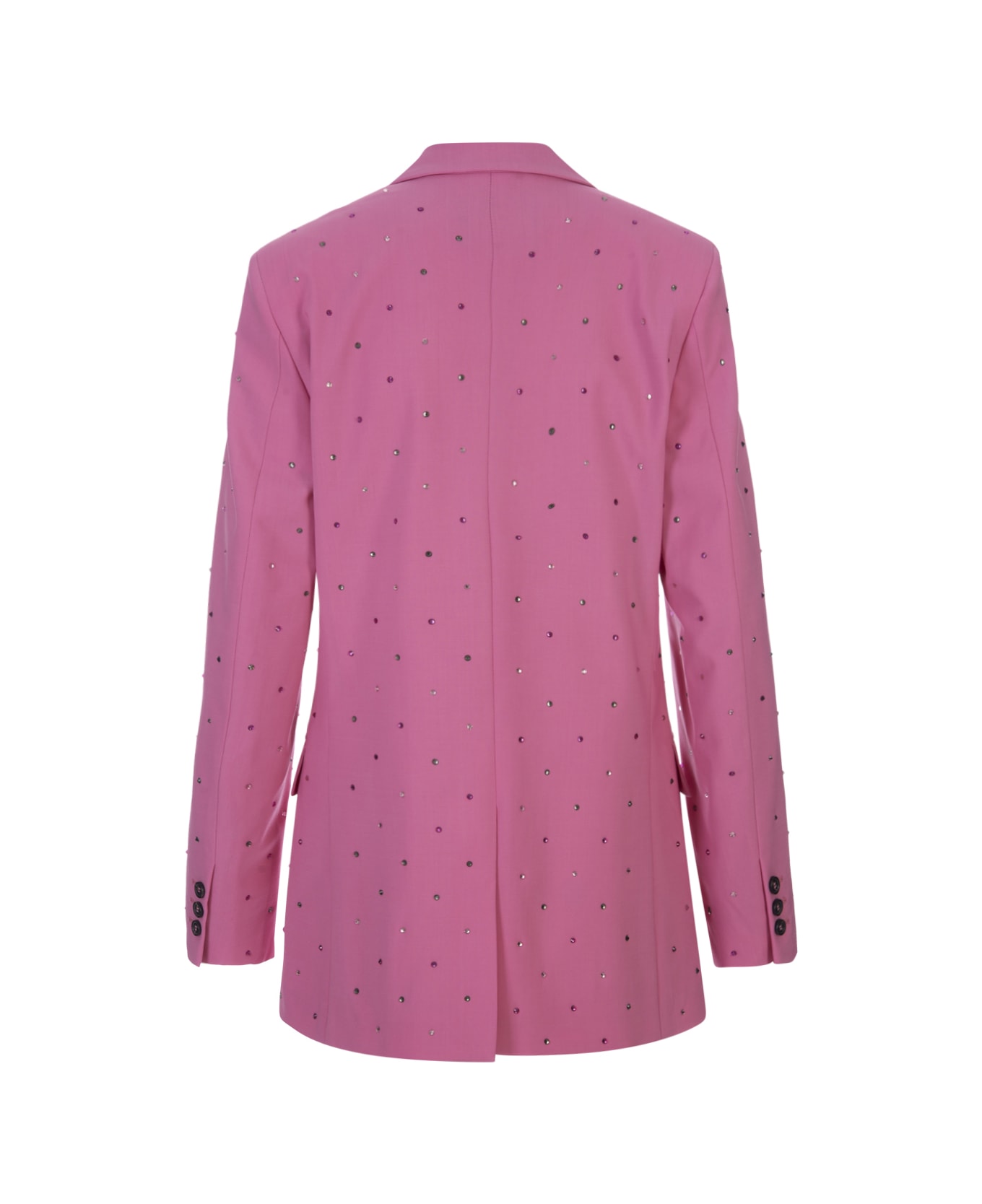 MSGM 'wool Suiting' Jacket In Pink Virgin Wool With Jewelled Applications - Pink