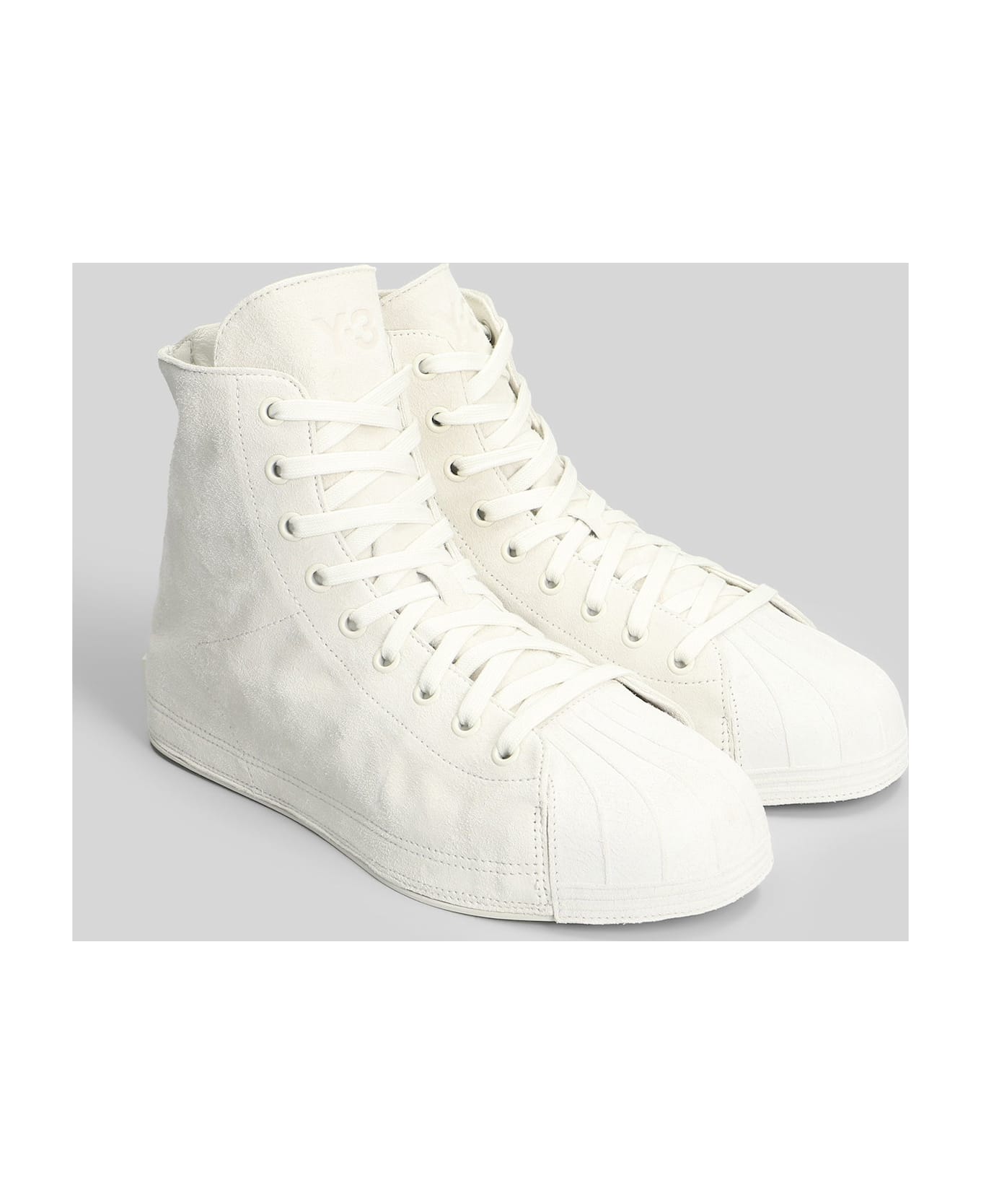 Y-3 Nizza Star Hi Sneakers In White Leather - white
