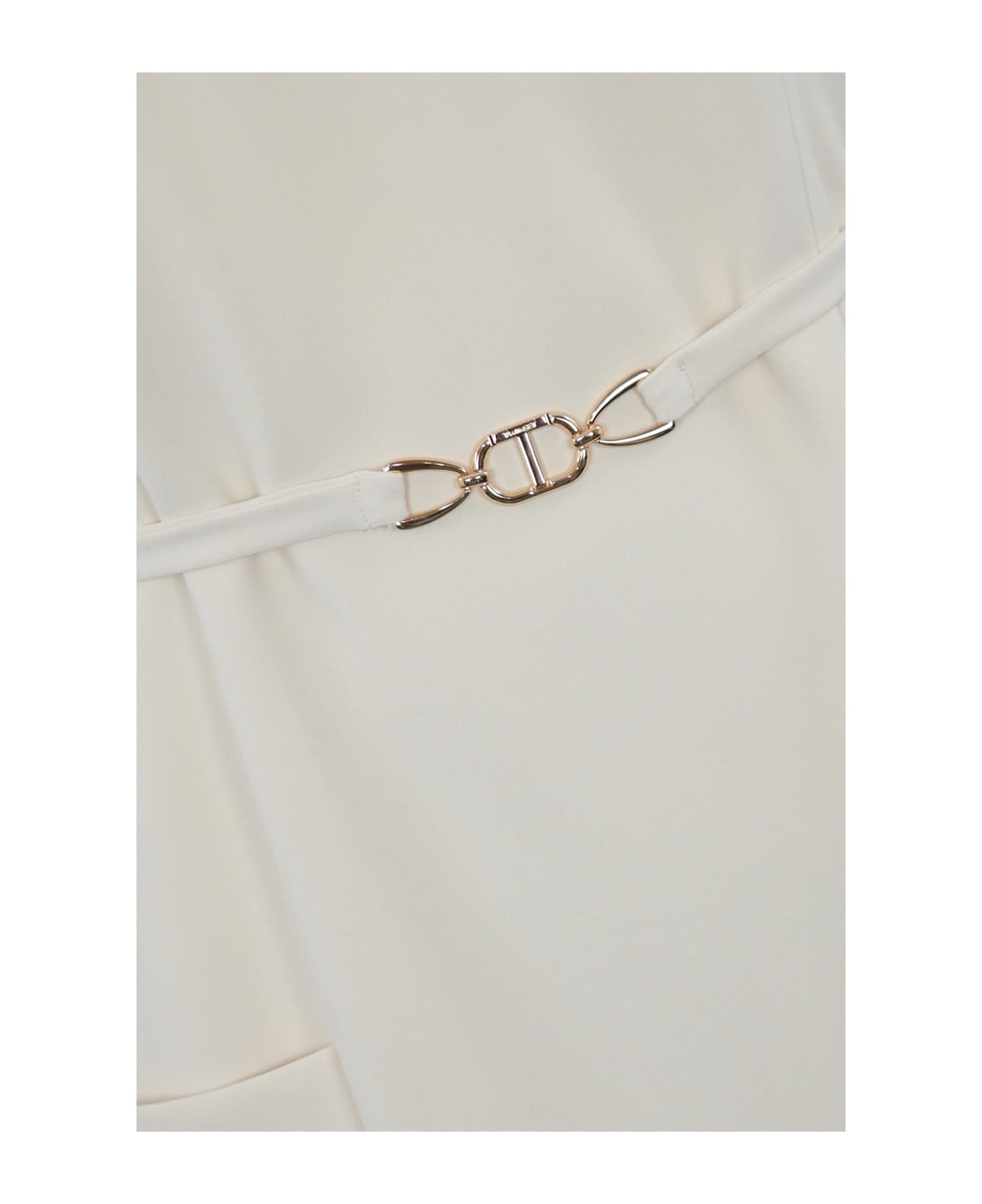 TwinSet Fluid Crepe Tunic With Oval-t Belt - Madreperla