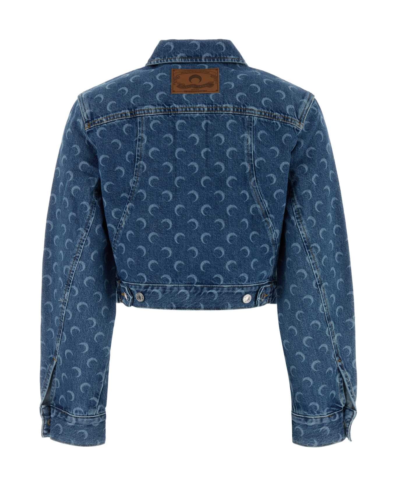Marine Serre Printed Denim Jacket - LIGHTBLUE