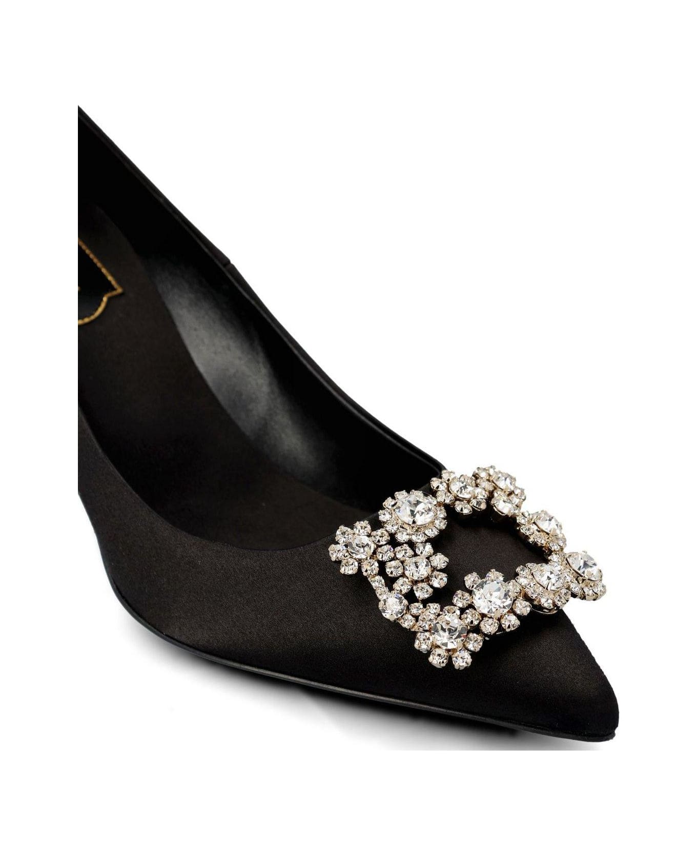 Roger Vivier Embellished Pointed Toe Pumps - Black