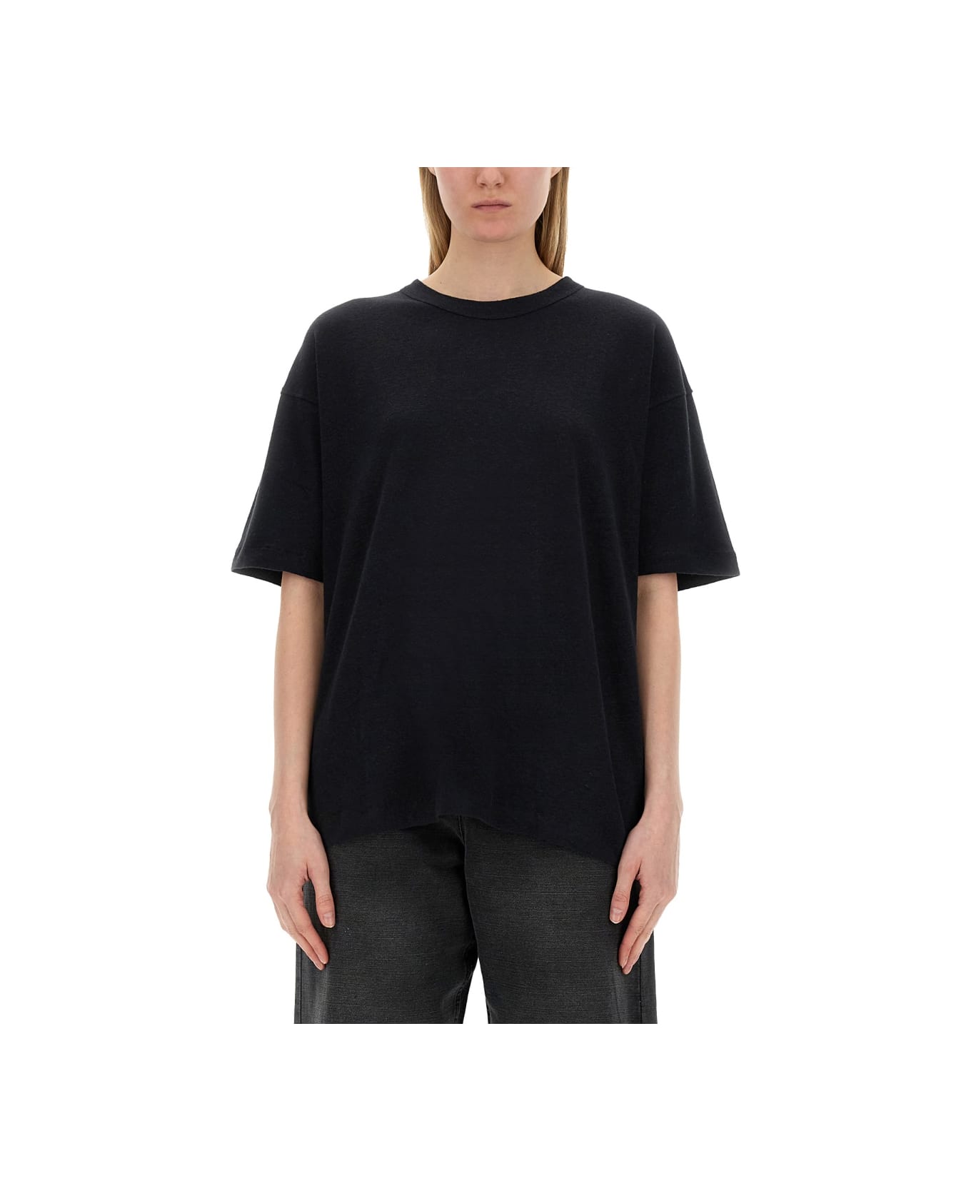 YMC Cotton And Linen T-shirt - BLACK